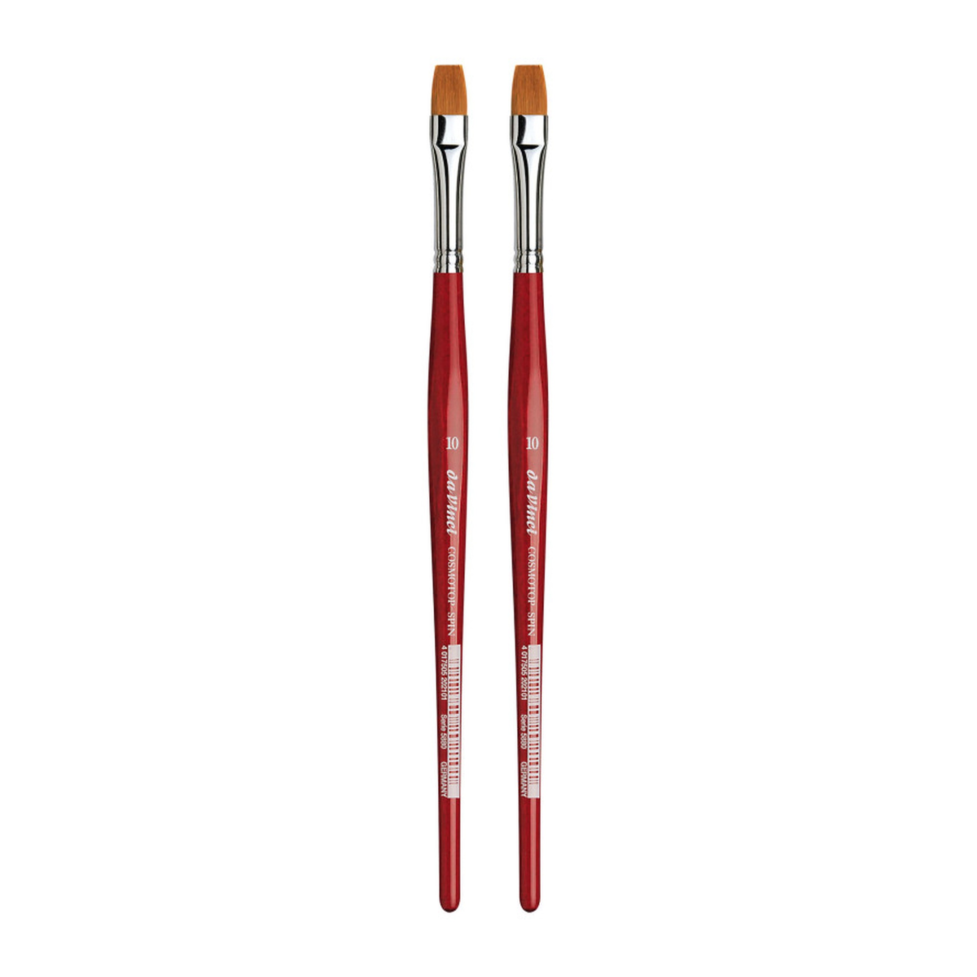 Size 10 Synthetic Flat Watercolor Brush, Red Handle, 2-Pack