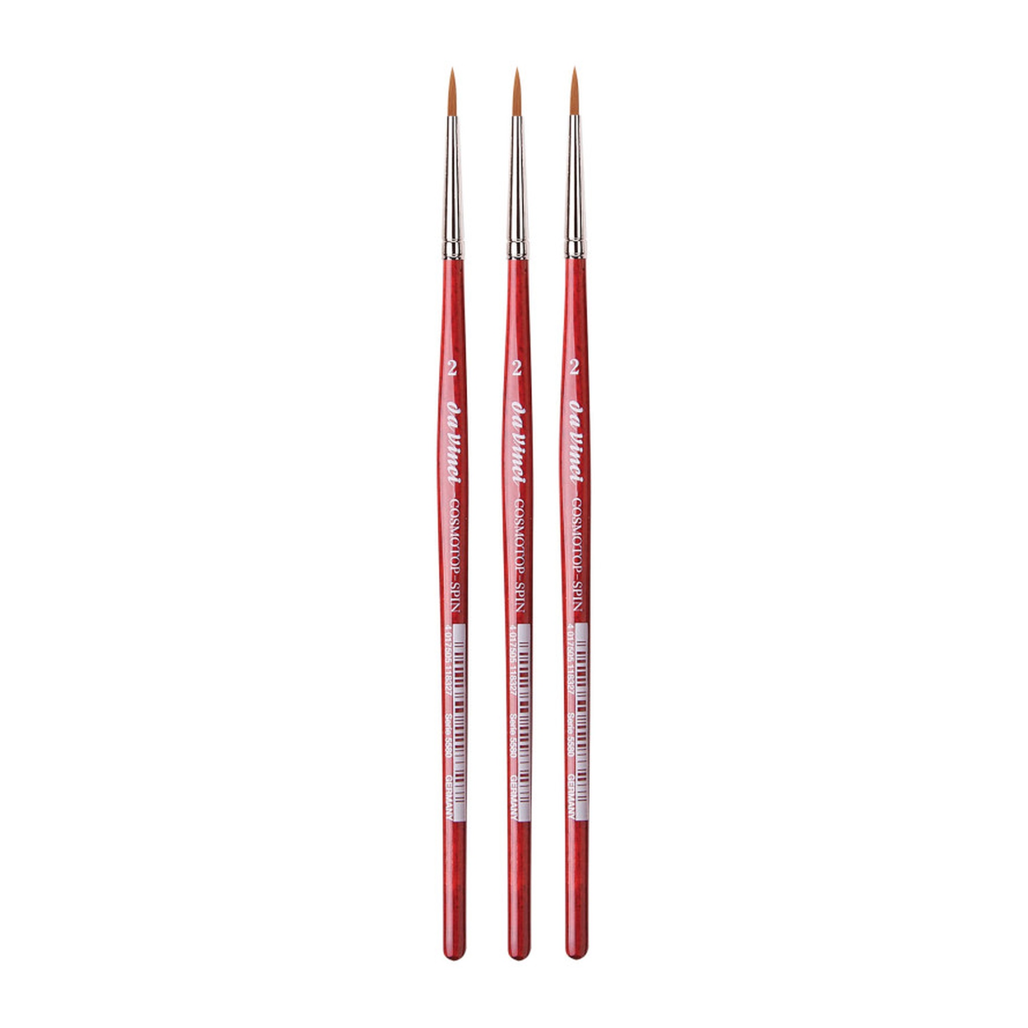 Round Synthetic Watercolor Brush, Size 2, 3-Pack