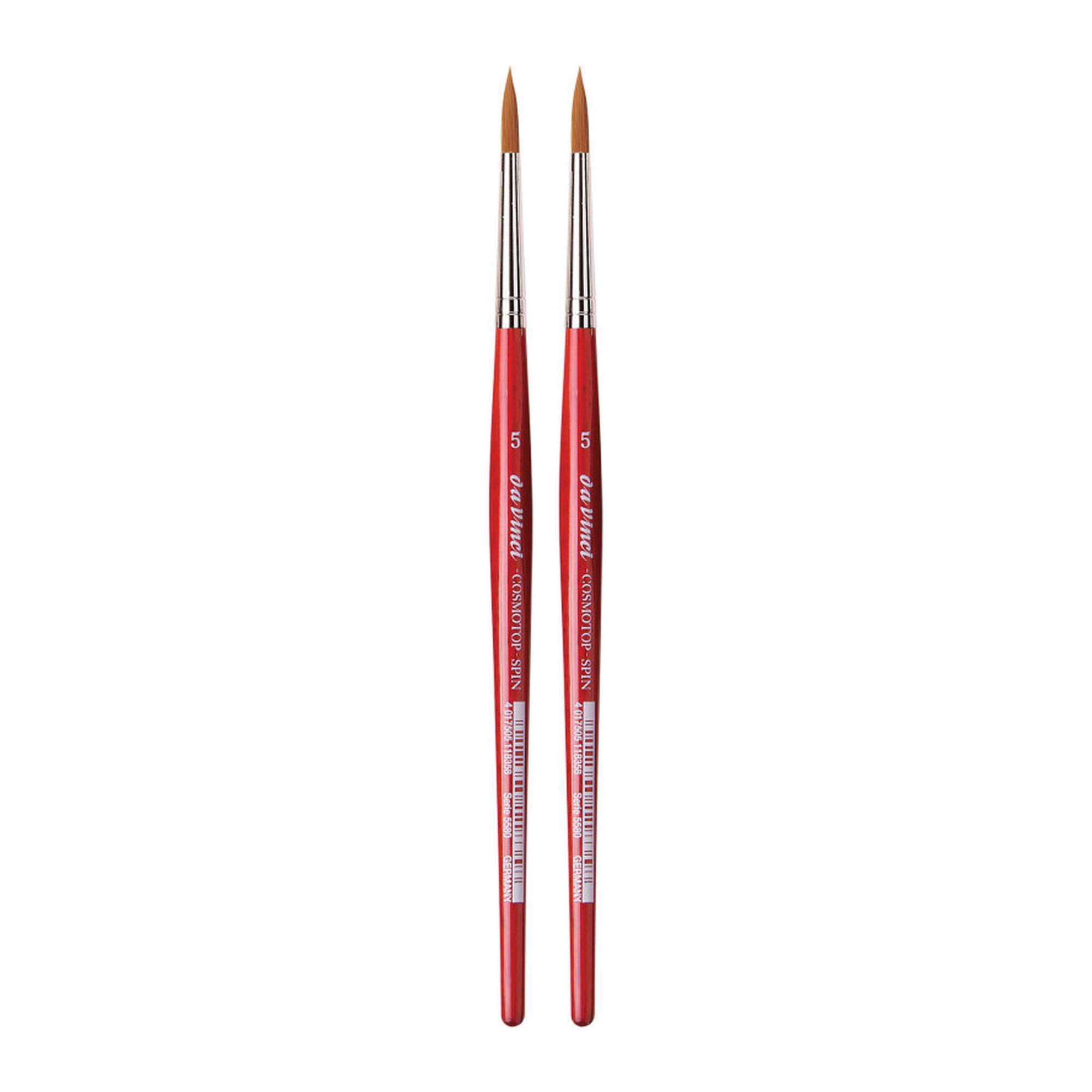 Synthetic Round Silk Painting Brushes, Size 5, Red Handle, 2-Pack