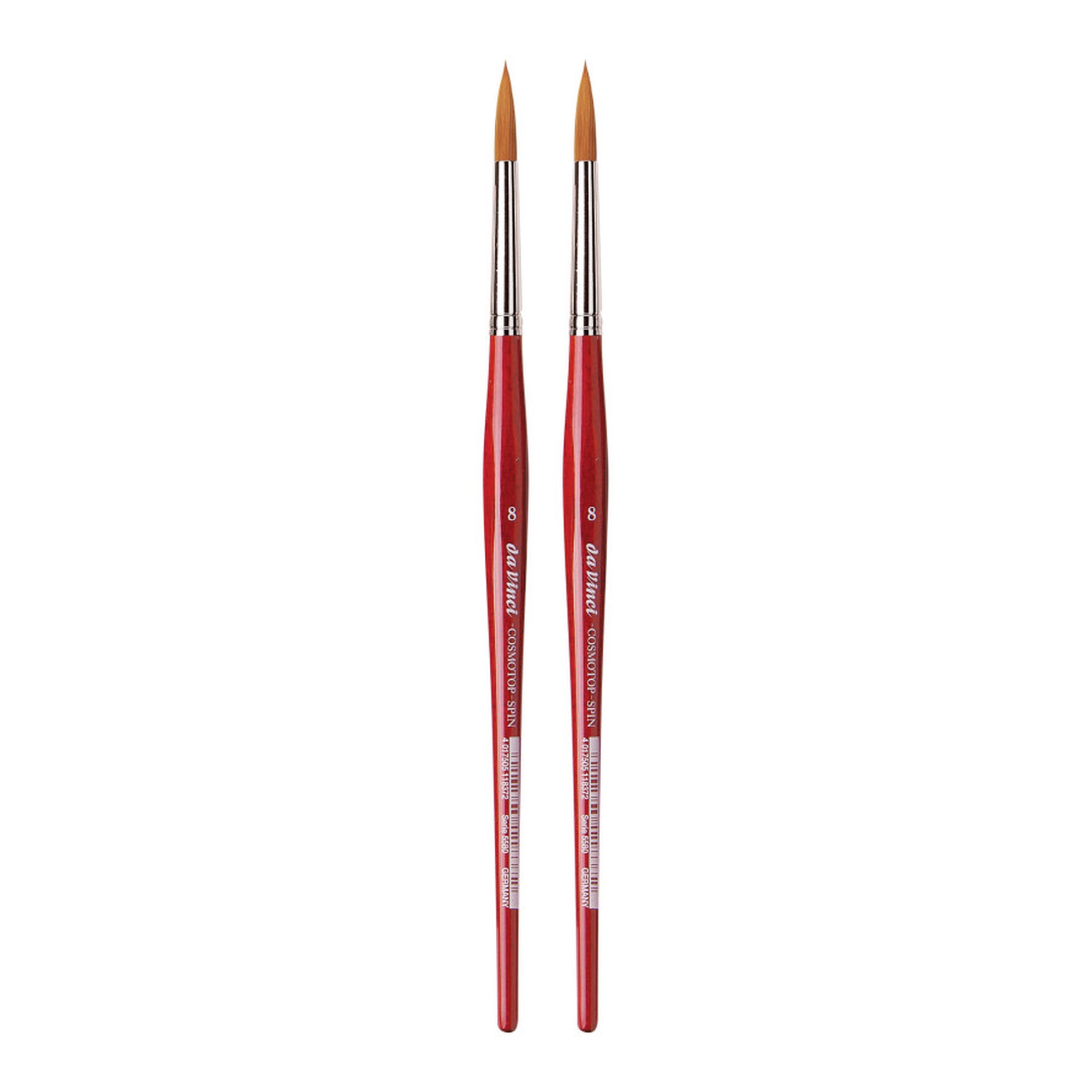 Round Synthetic Silk Painting Brushes, Size 8, Red Handles, 2-Pack