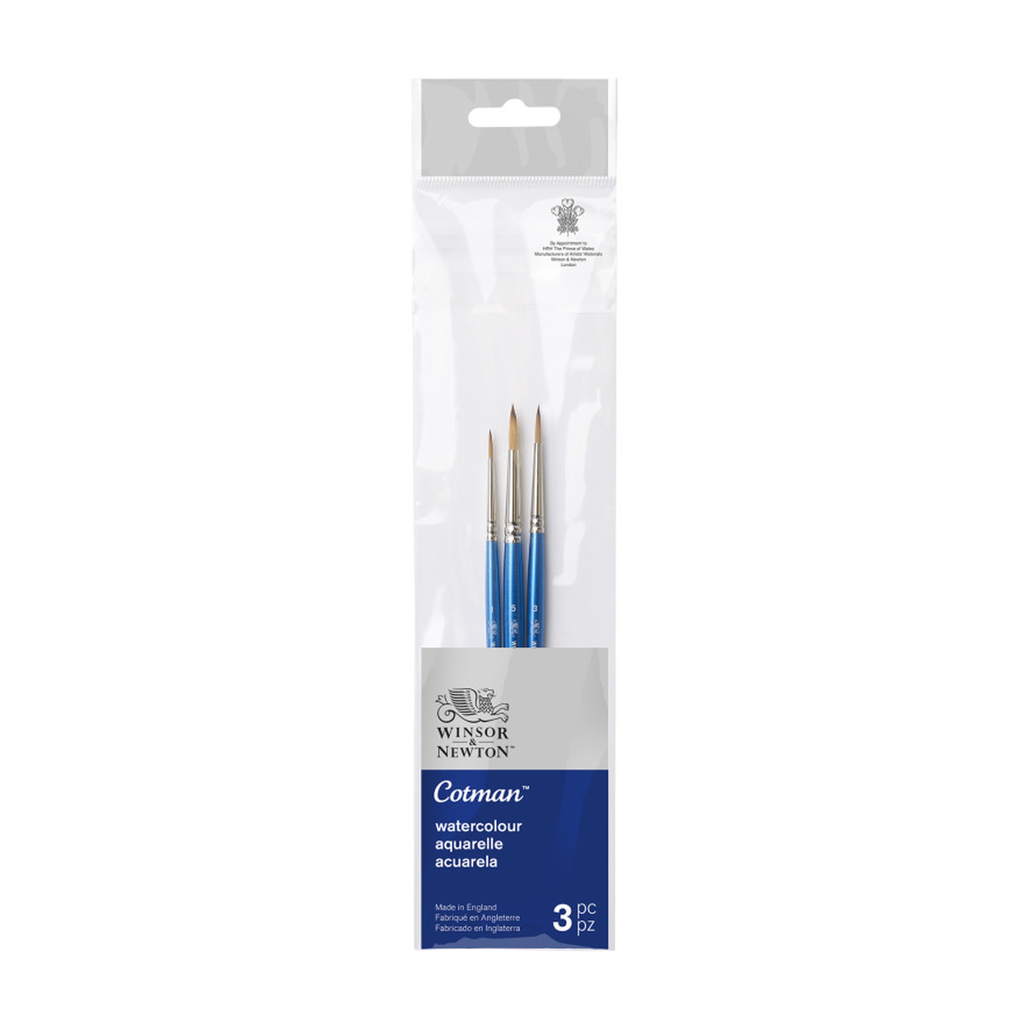 Short-Handle Synthetic Round Watercolor Brush Set, 3 Pieces