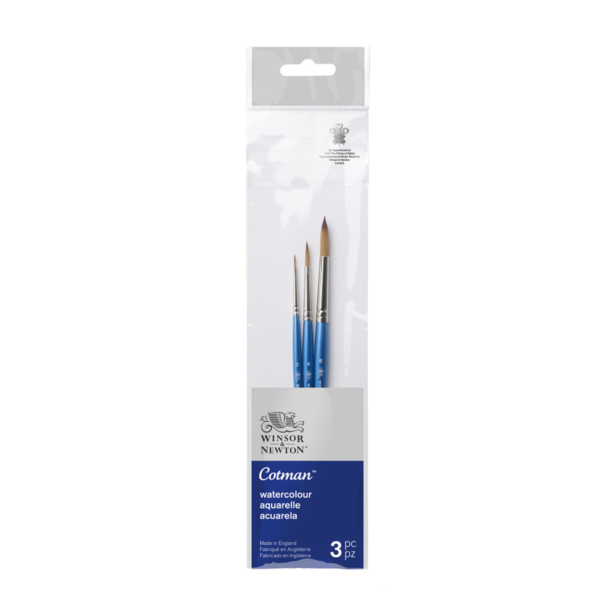 Short-Handle Synthetic Round Watercolor Brush Set, 3-Piece
