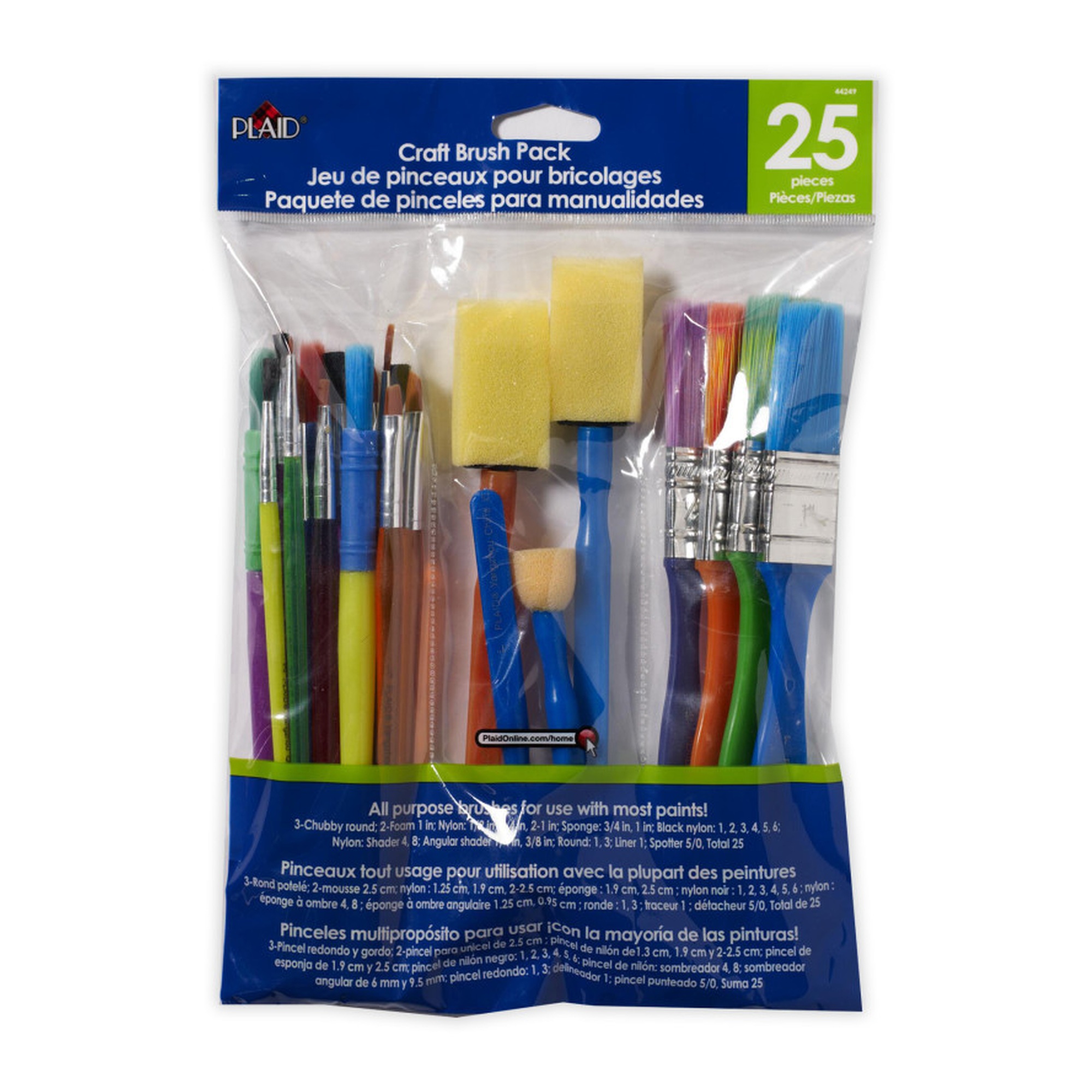 Assorted Craft Paint Brush Set, 25 Pieces