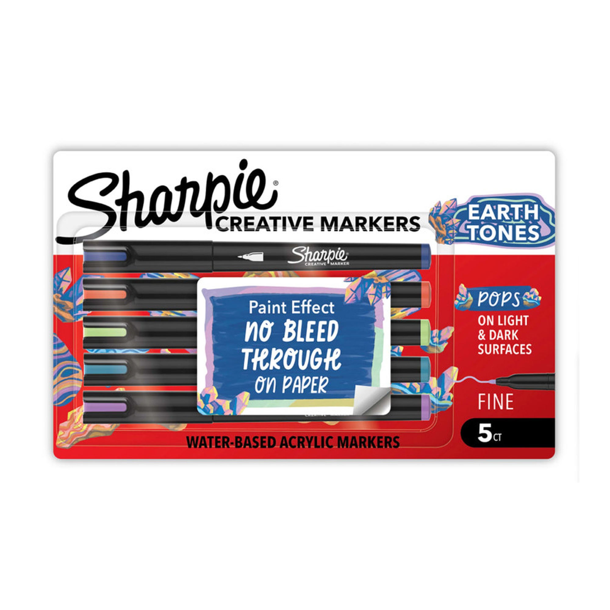 Fine Tip Earth Tone Acrylic Markers, 5 Pack