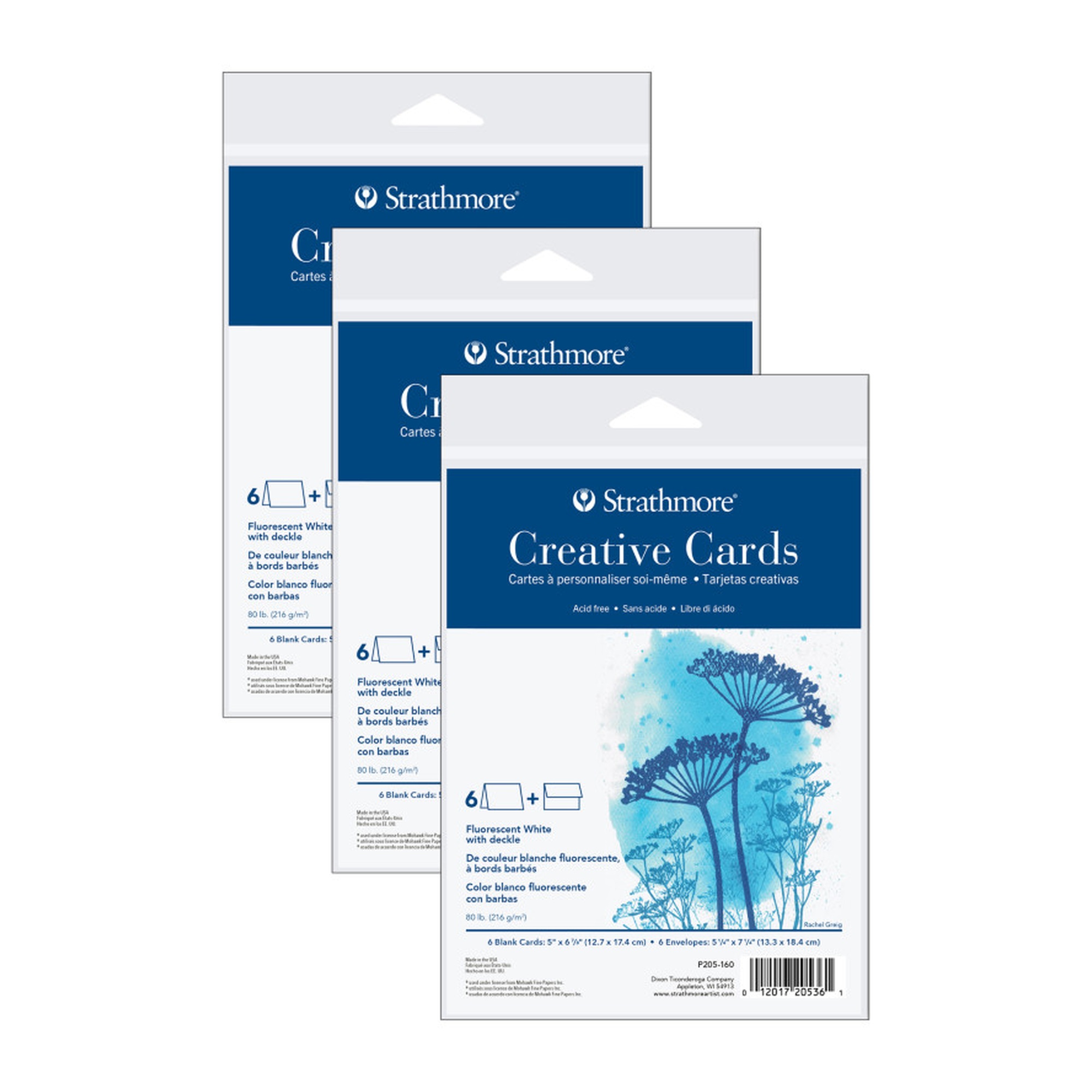 Fluorescent White Deckle-Edge Creative Cards with Envelopes, 5 x 6.875 in.