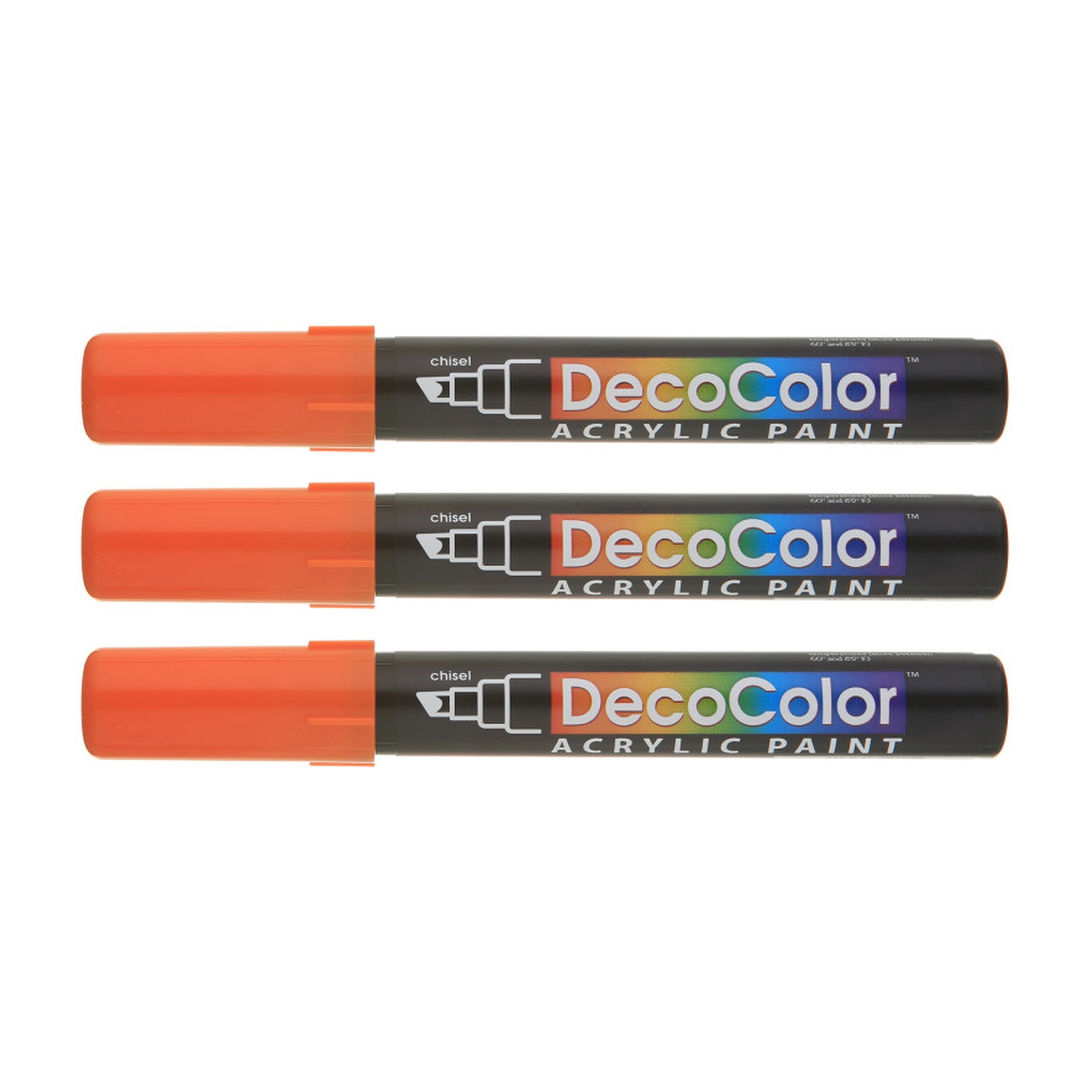 Orange Acrylic Paint Marker Set, Chisel Tip, 3 Pack