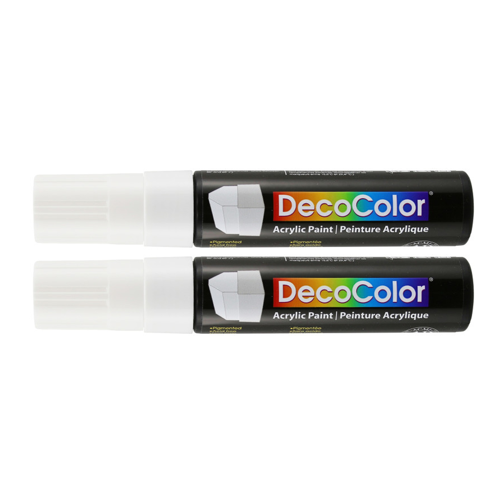 White Acrylic Paint Markers with 15 mm Wedge Tips, 2-Pack