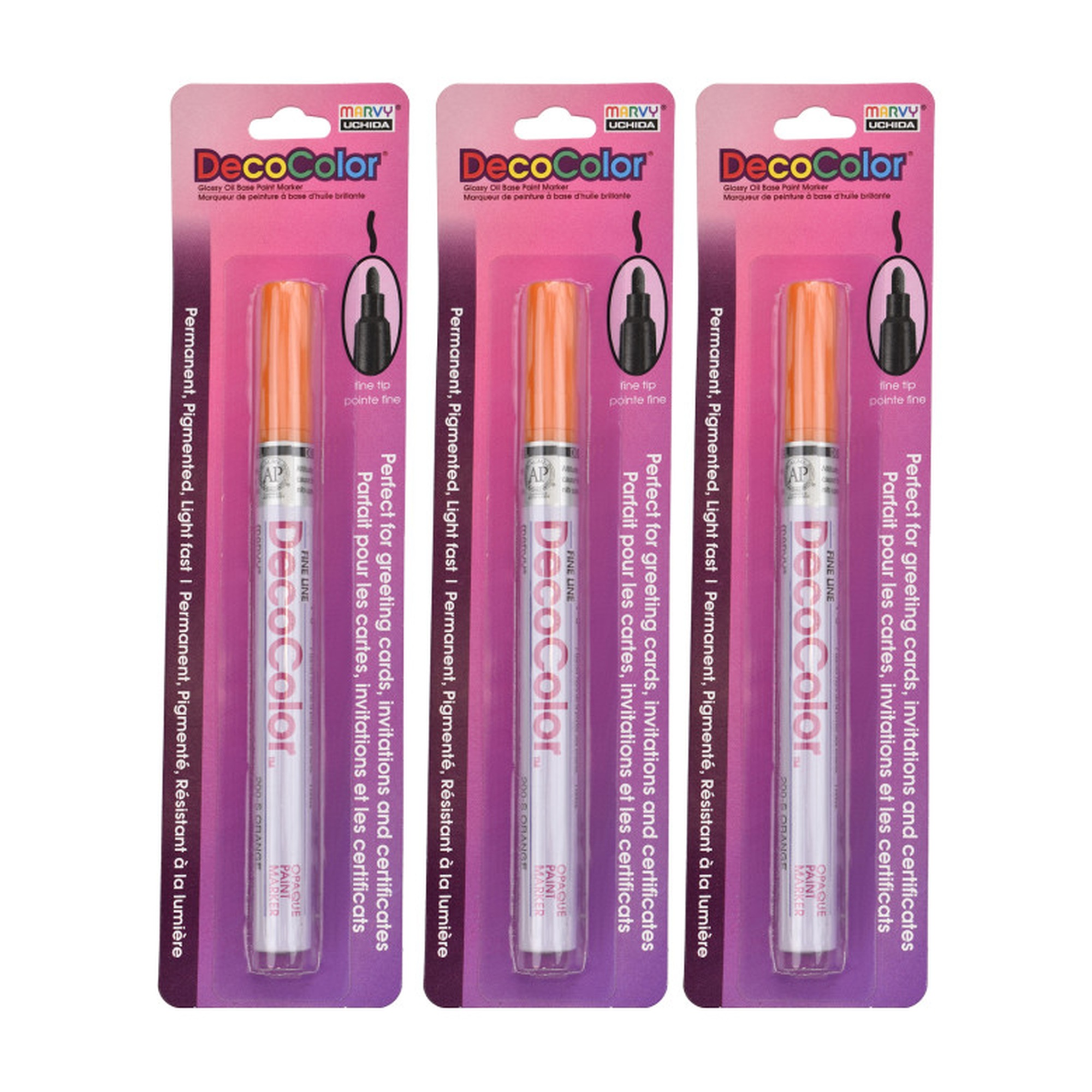 Fine-Tip Orange Oil Paint Marker, Set of 3