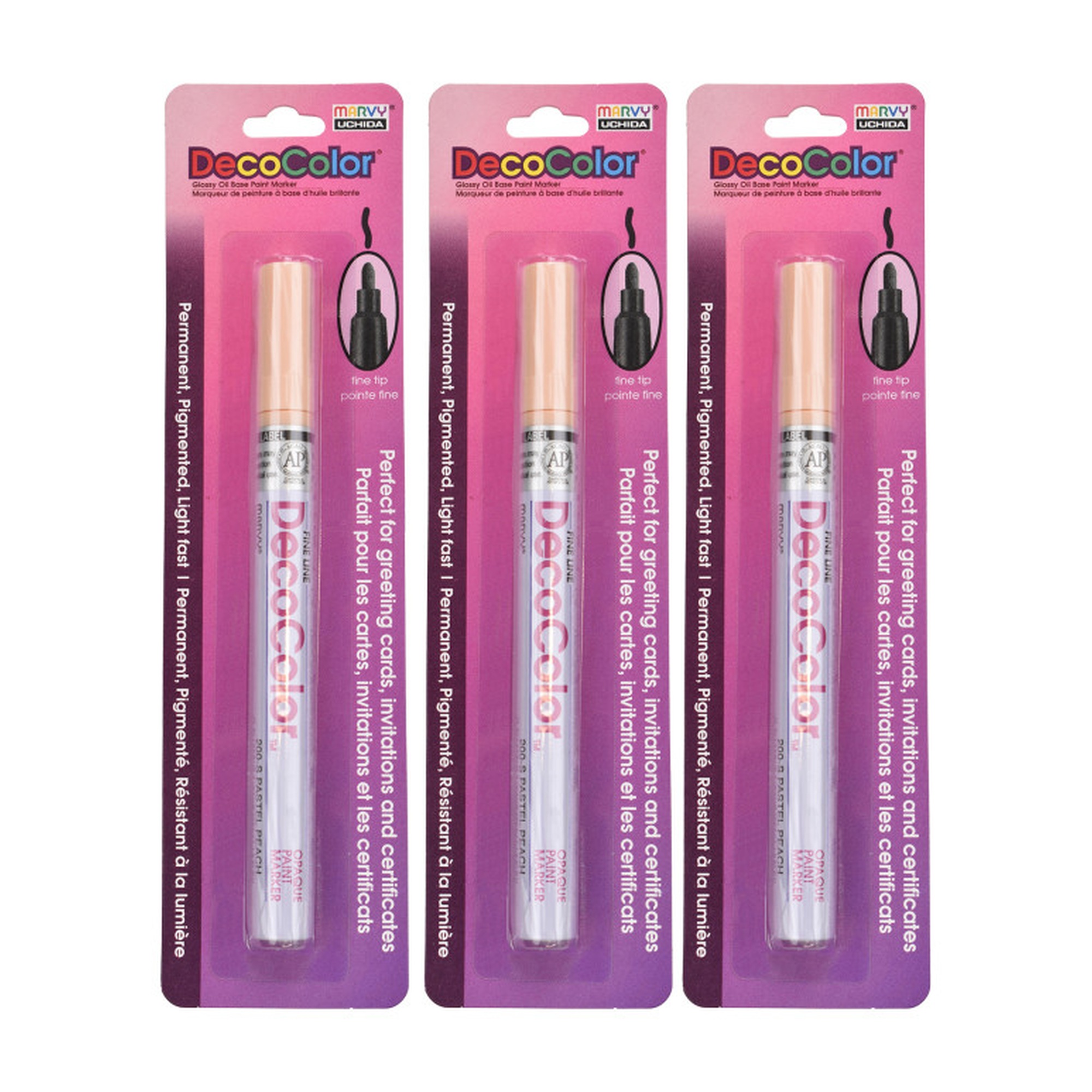 Fine Tip Pastel Peach Oil Paint Marker, Set of 3
