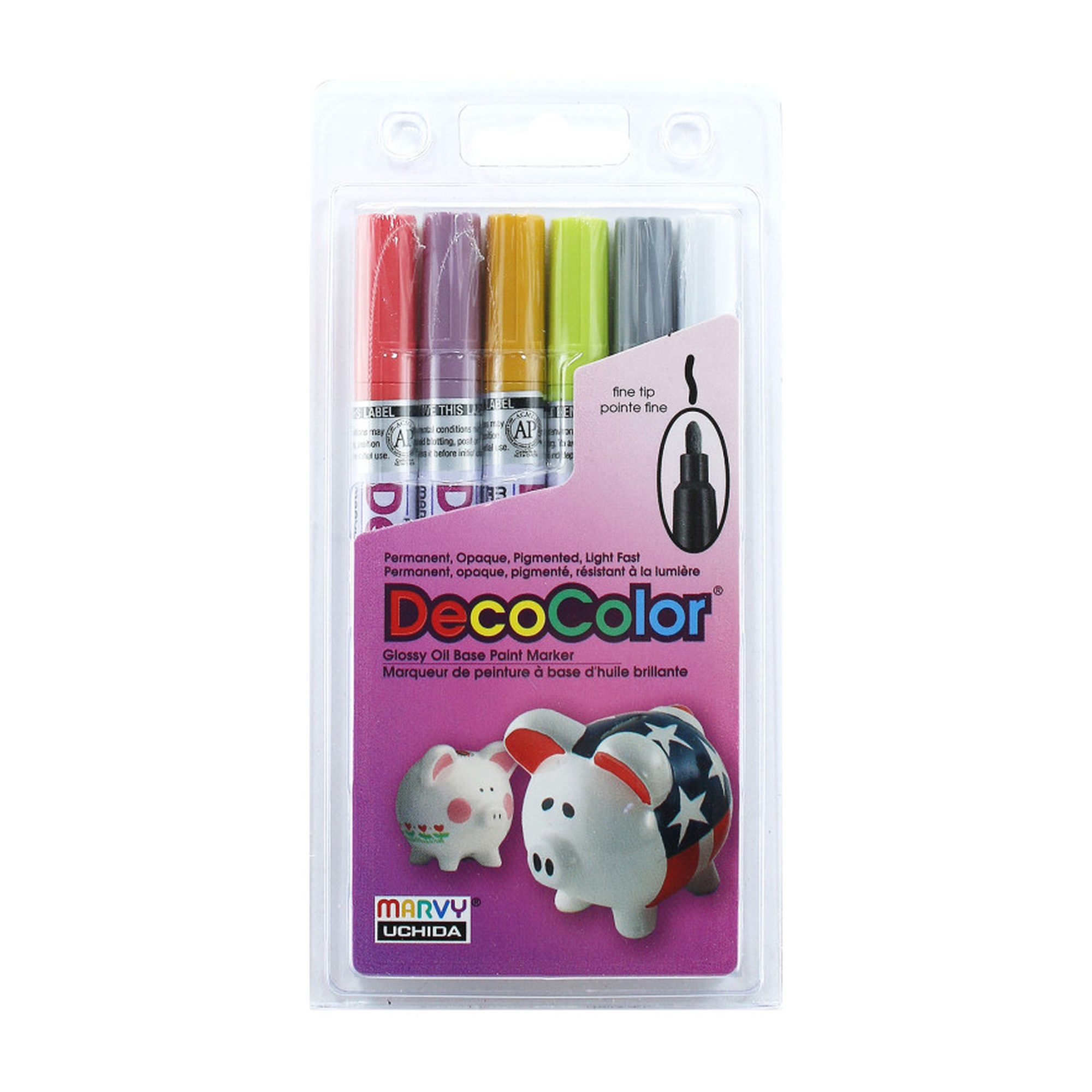Fine Tip Retro Paint Markers, Assorted Colors, Set of 6