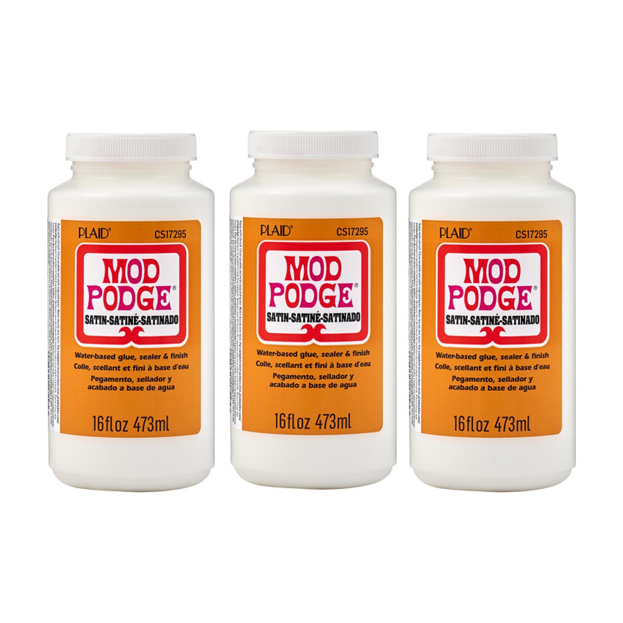 Satin Decoupage Glue, 16 oz. Bottles, Pack of 3