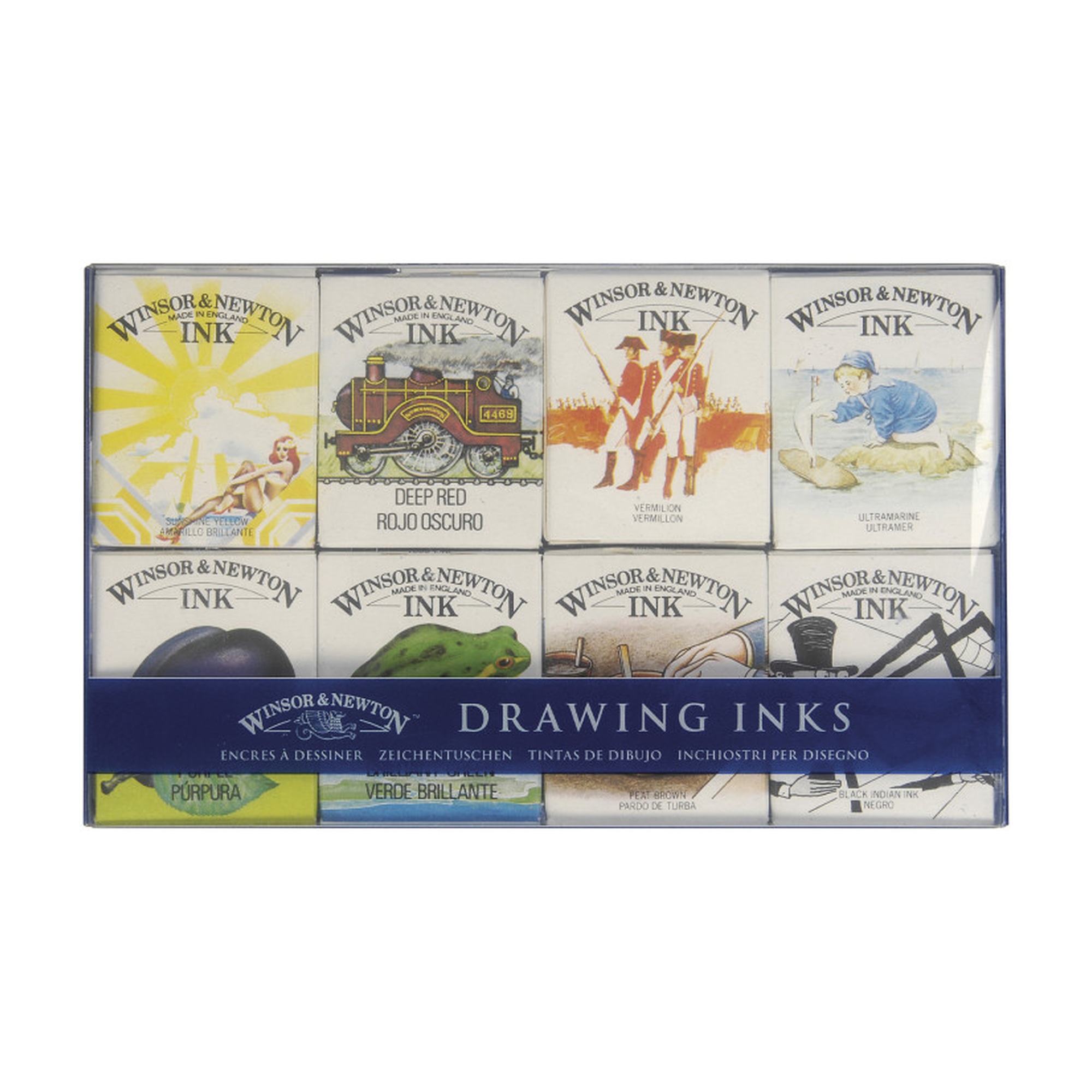 Drawing Ink Set, 8 Assorted Colors, 14 mL Bottles