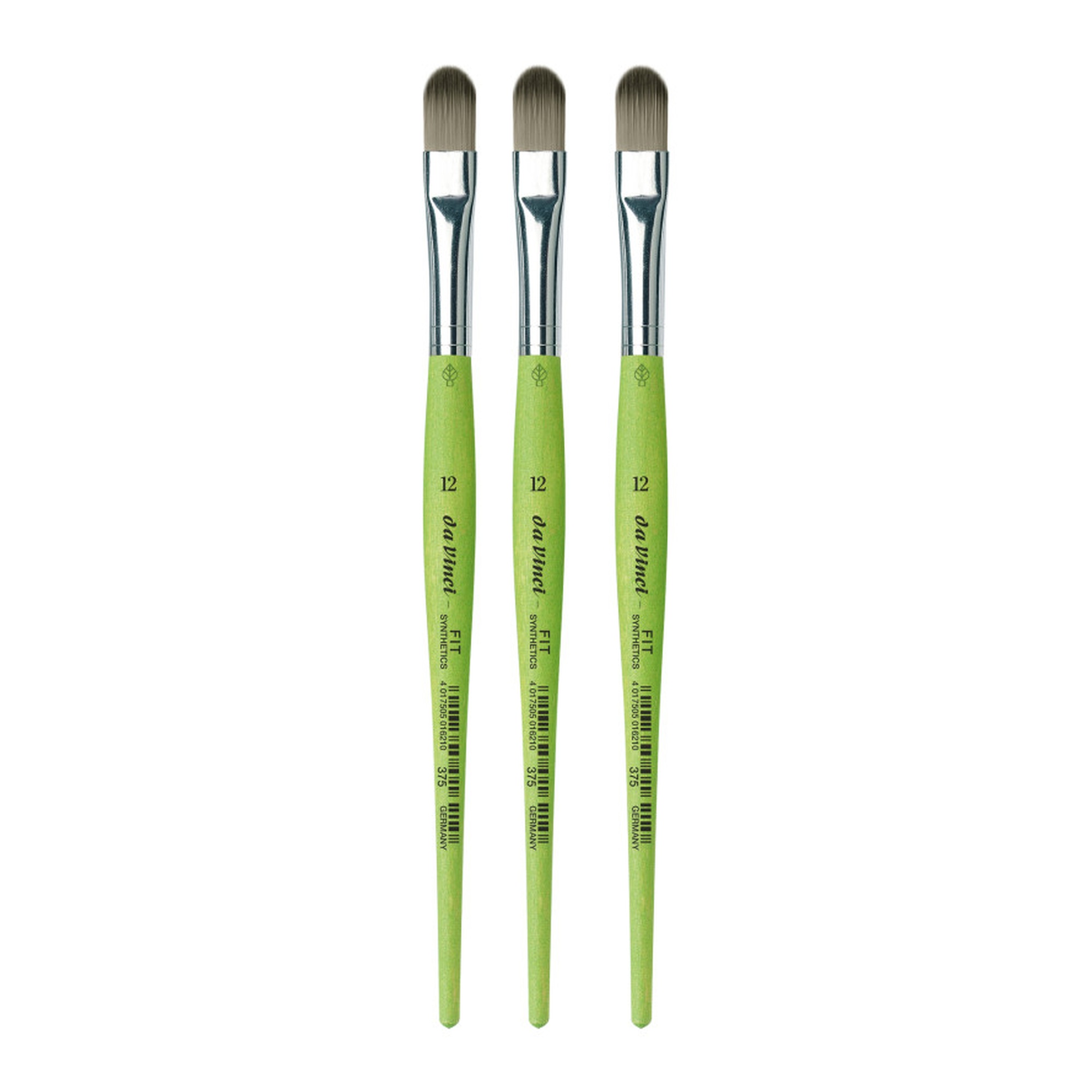 Size 12 Filbert Synthetic Paint Brushes for Acrylic & Tempera, 3-Pack