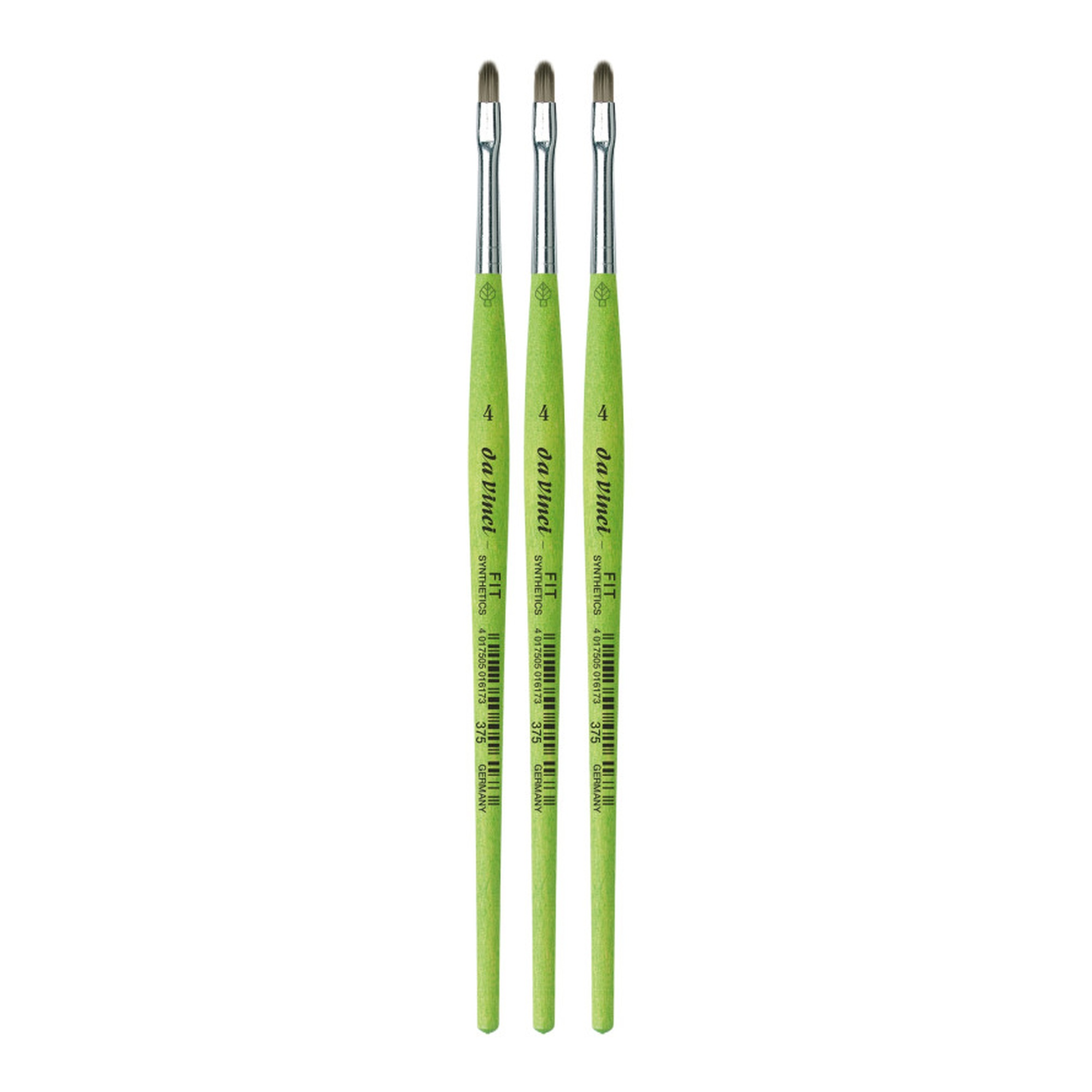 Student Filbert Paint Brush, Size 4, Green Handle, Pack of 3