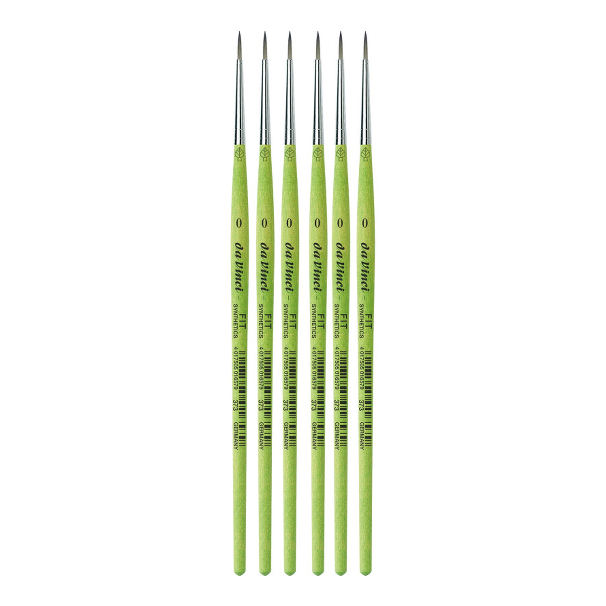 Student Synthetic Round Paint Brushes, Size 0, Green Handles, Pack of 6