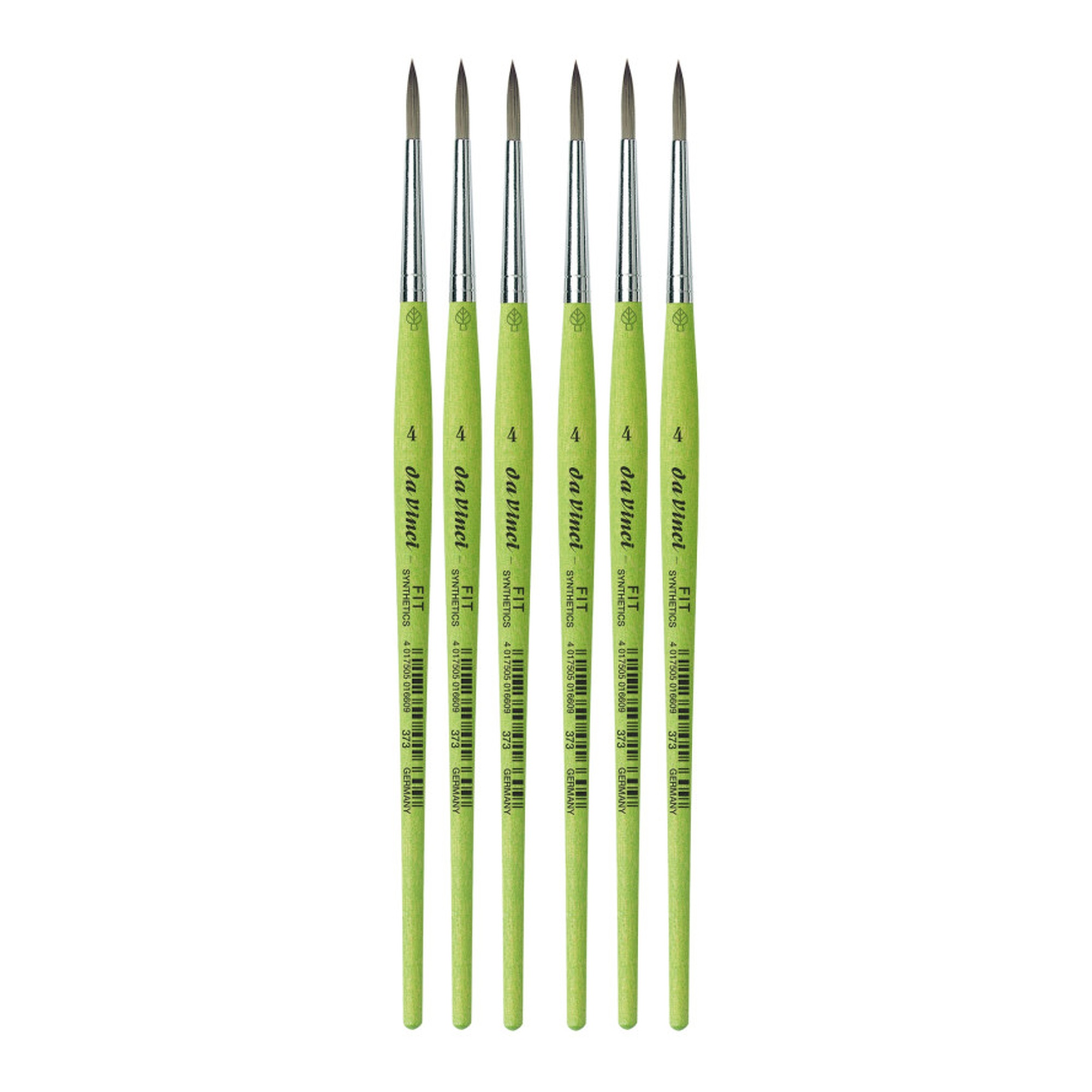 Student Round Synthetic Paint Brushes, Size 4, Green, Pack of 6