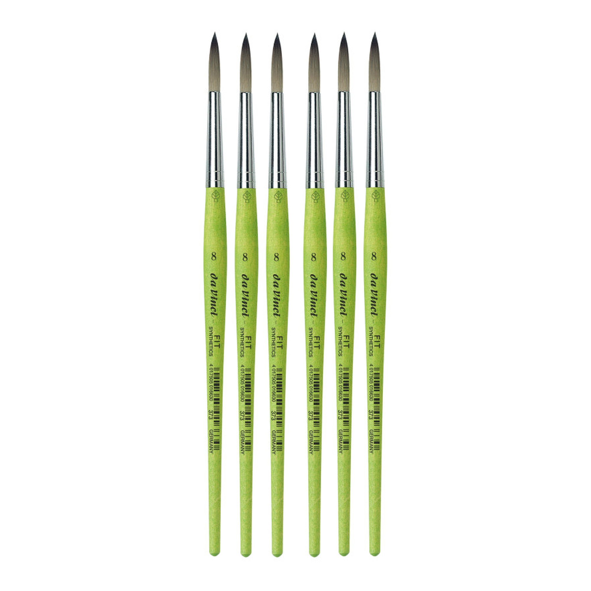 Student Round Synthetic Paint Brushes, Size 8, Green Handles, Pack of 6