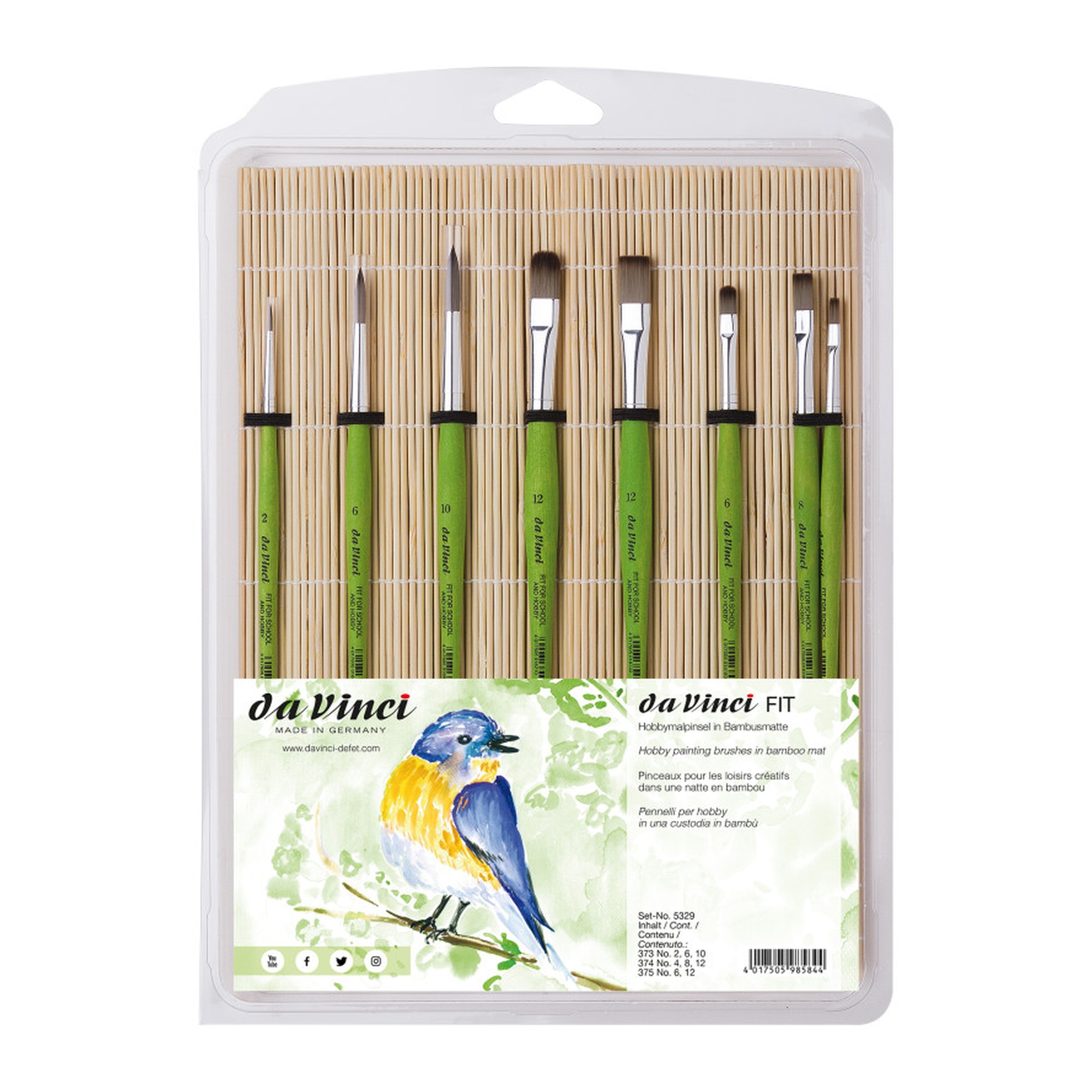 Student Synthetic Tempera Brush Set with Bamboo Mat