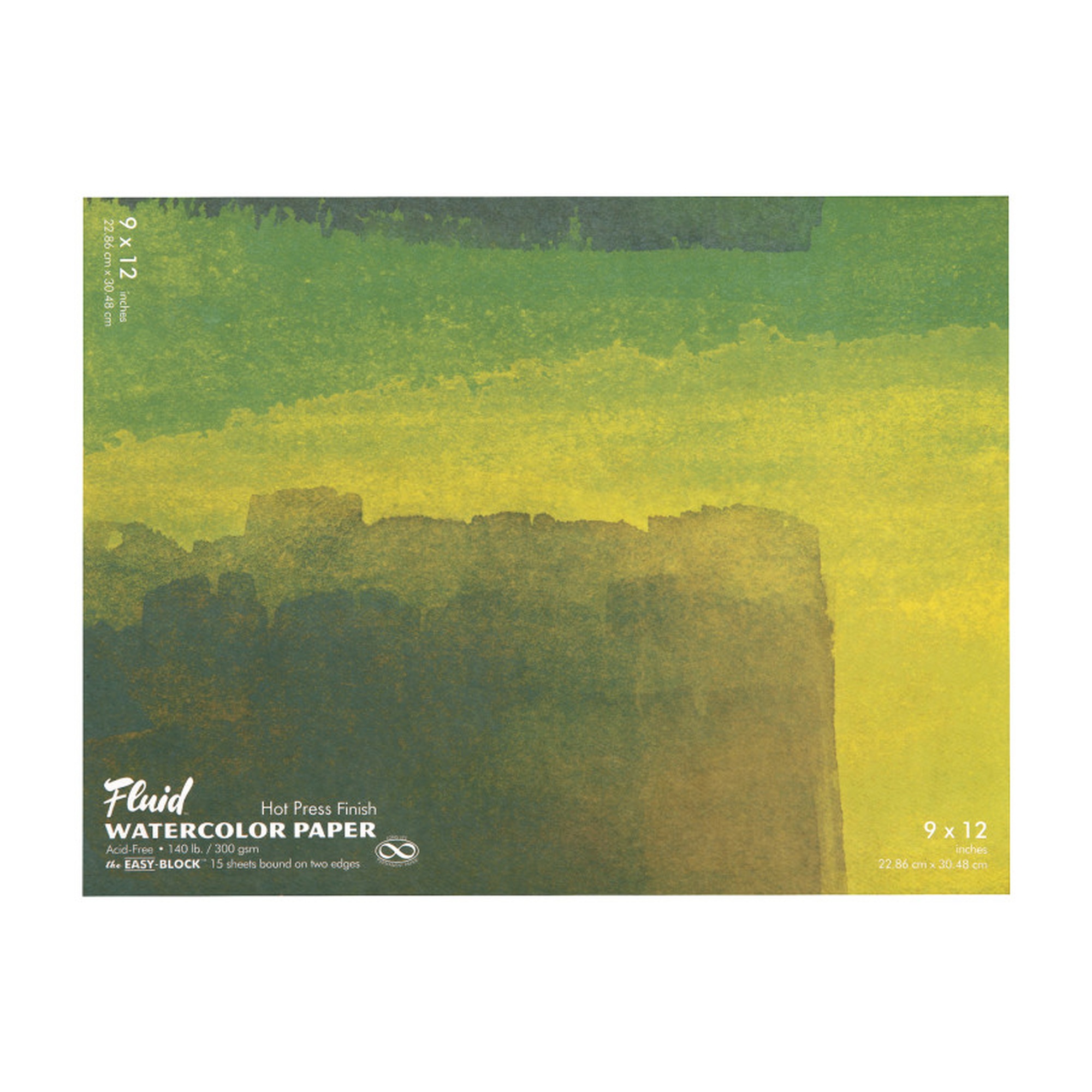 Hot Press Watercolor Paper Block, 140 lb, 9 x 12 in., 15 Sheets