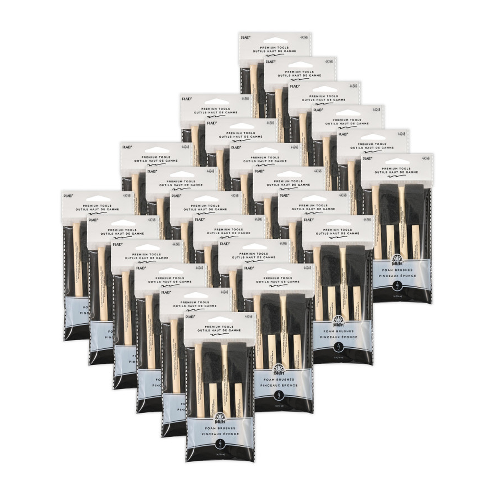 1-Inch Foam Paint Brushes, 4 per Set, 24 Sets