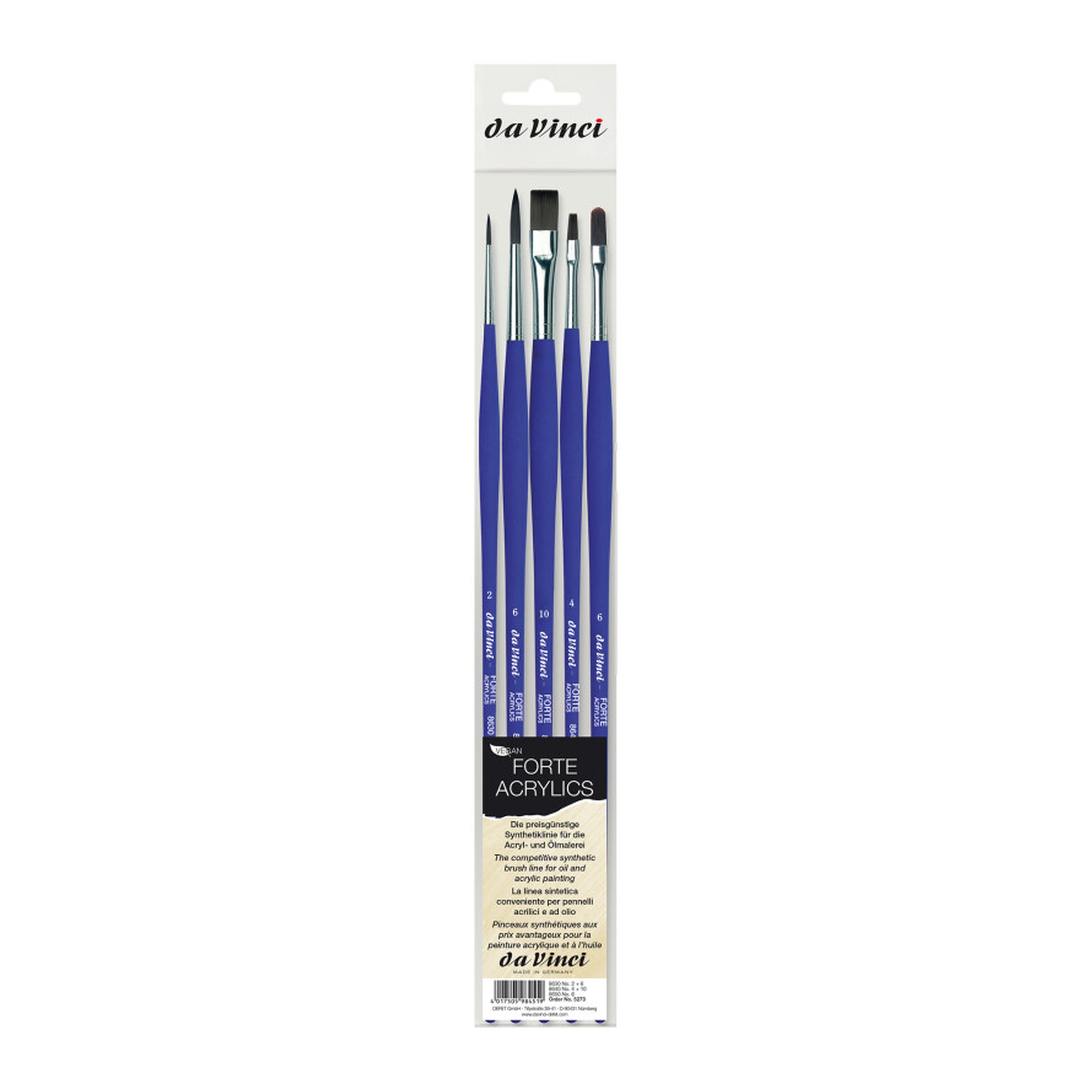 Student Synthetic Brush Set for Acrylic & Oil, 5-Pack