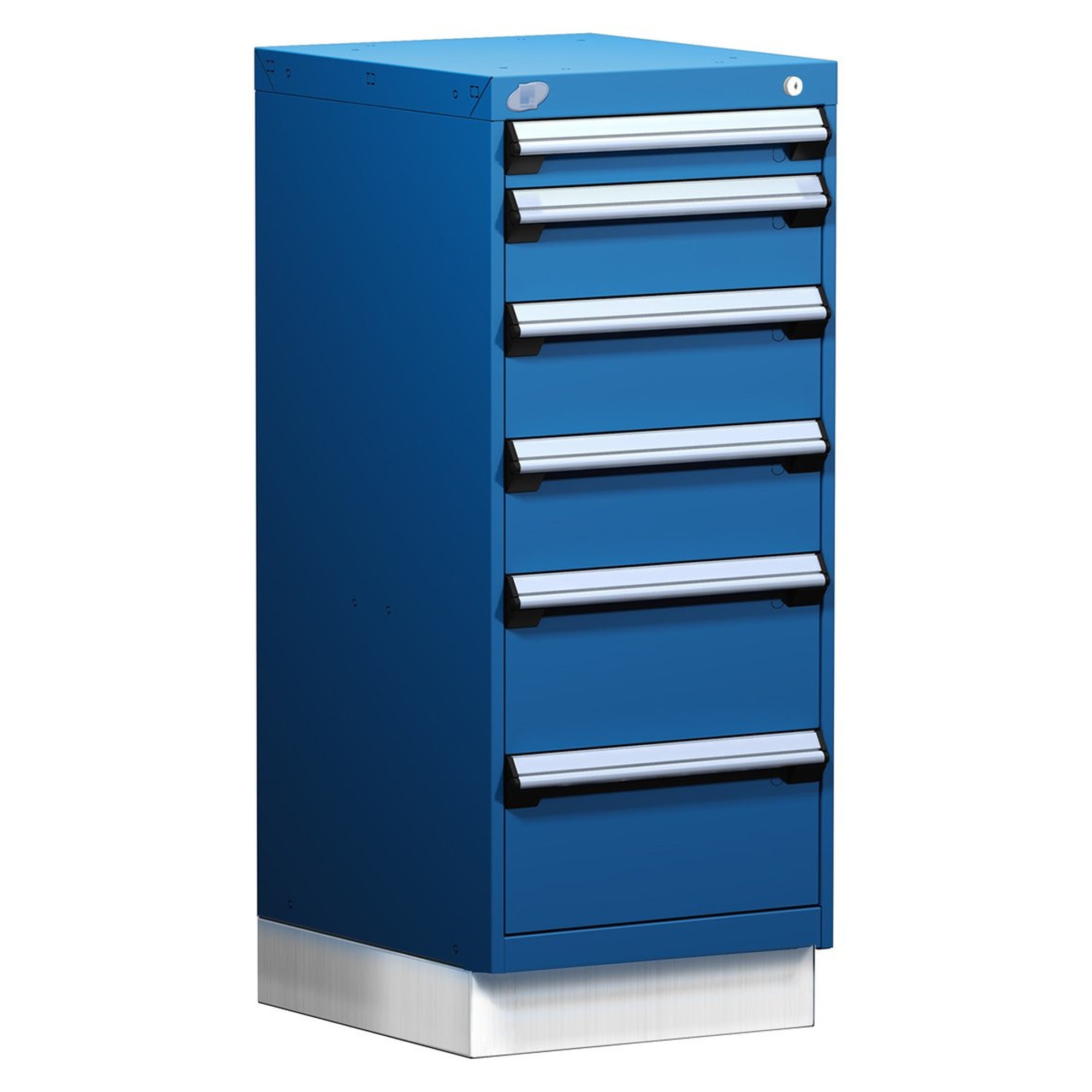 6-Drawer Modular Cabinet, 18"W x 21"D x 44"H - Without Dividers - Drawer heights: 1 3" H, 1 5" H, 2 6" H, 2 8" H