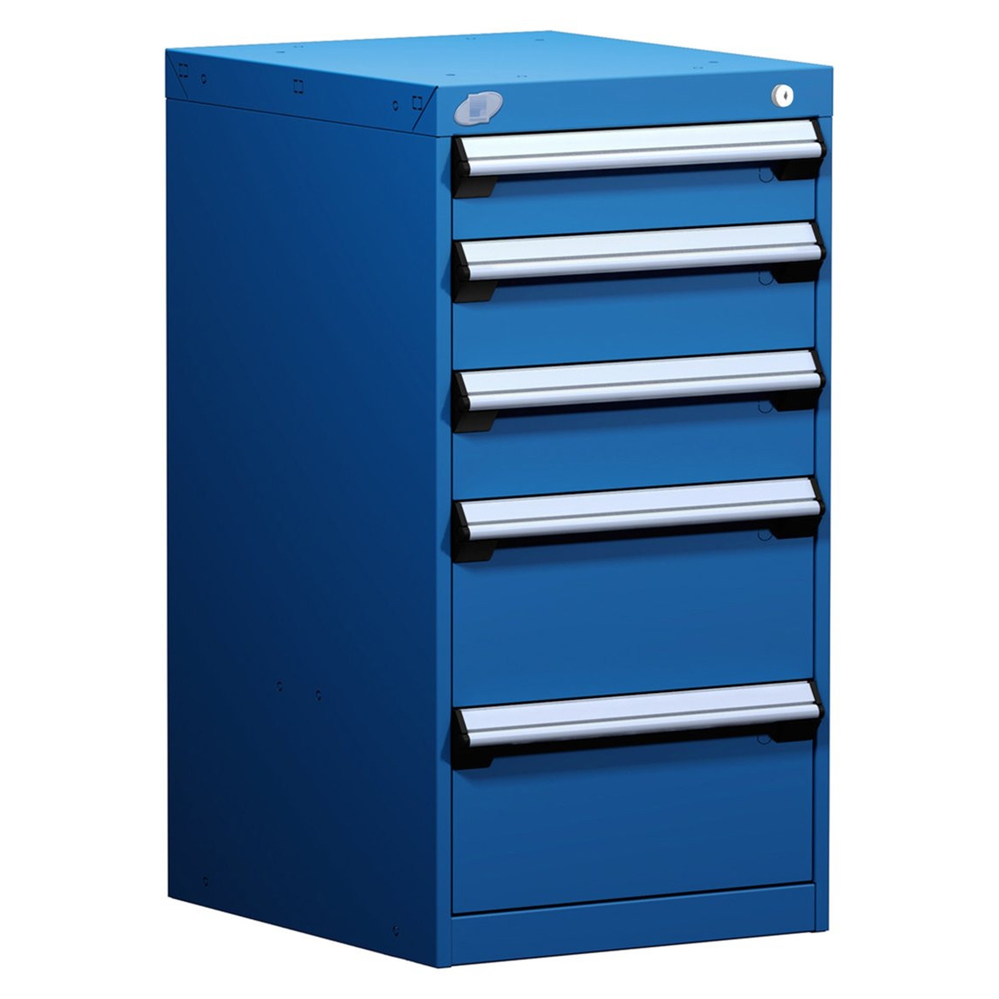 5-Drawer Modular Cabinet, 18"W x 21"D x 34"H - With Dividers - Drawer heights: 1 4" H, 2 5" H, 2 8" H