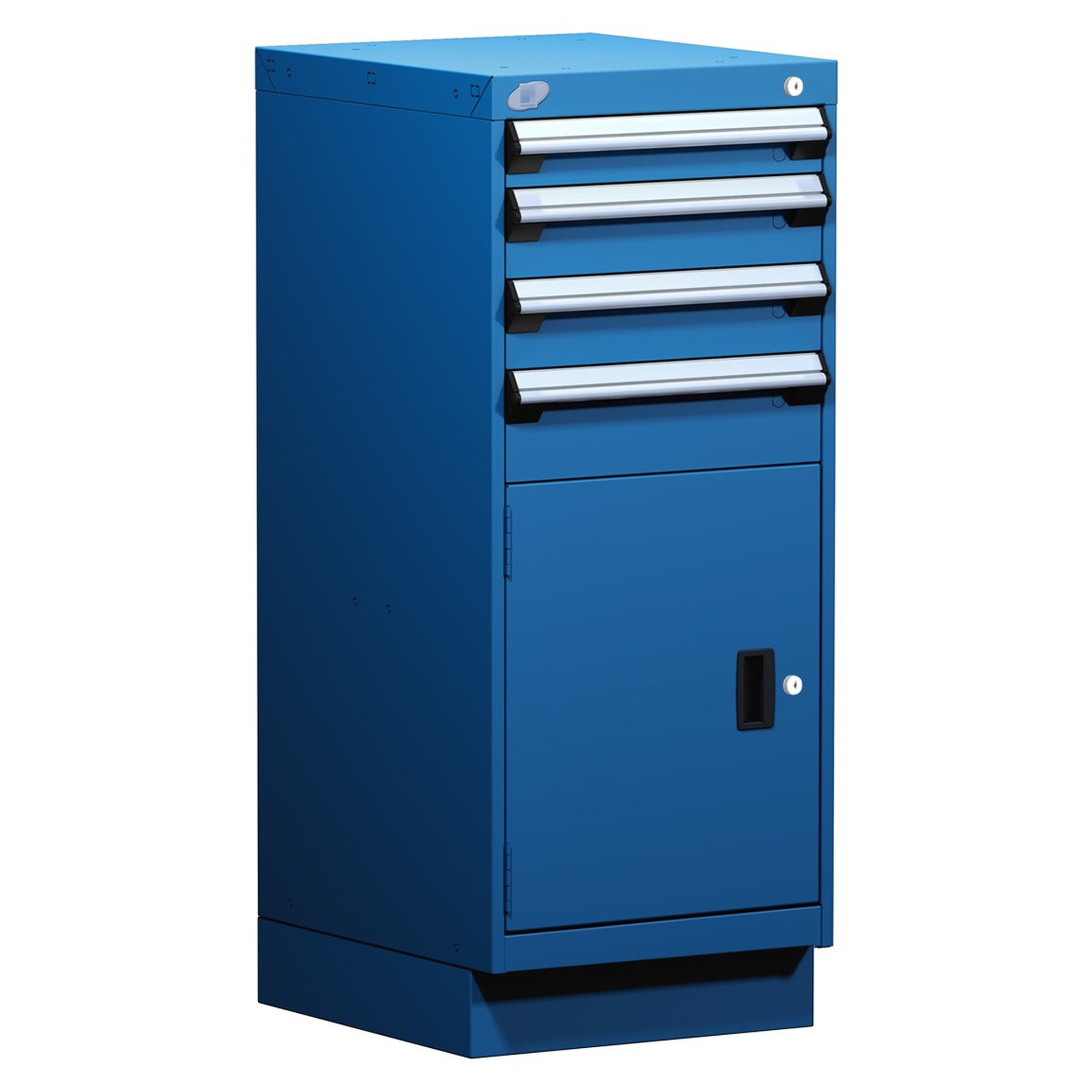 4-Drawer Modular Cabinet, 18"W x 21"D x 44"H - With Dividers - Drawer heights: 1 3" H, 2 4" H, 1 5" H