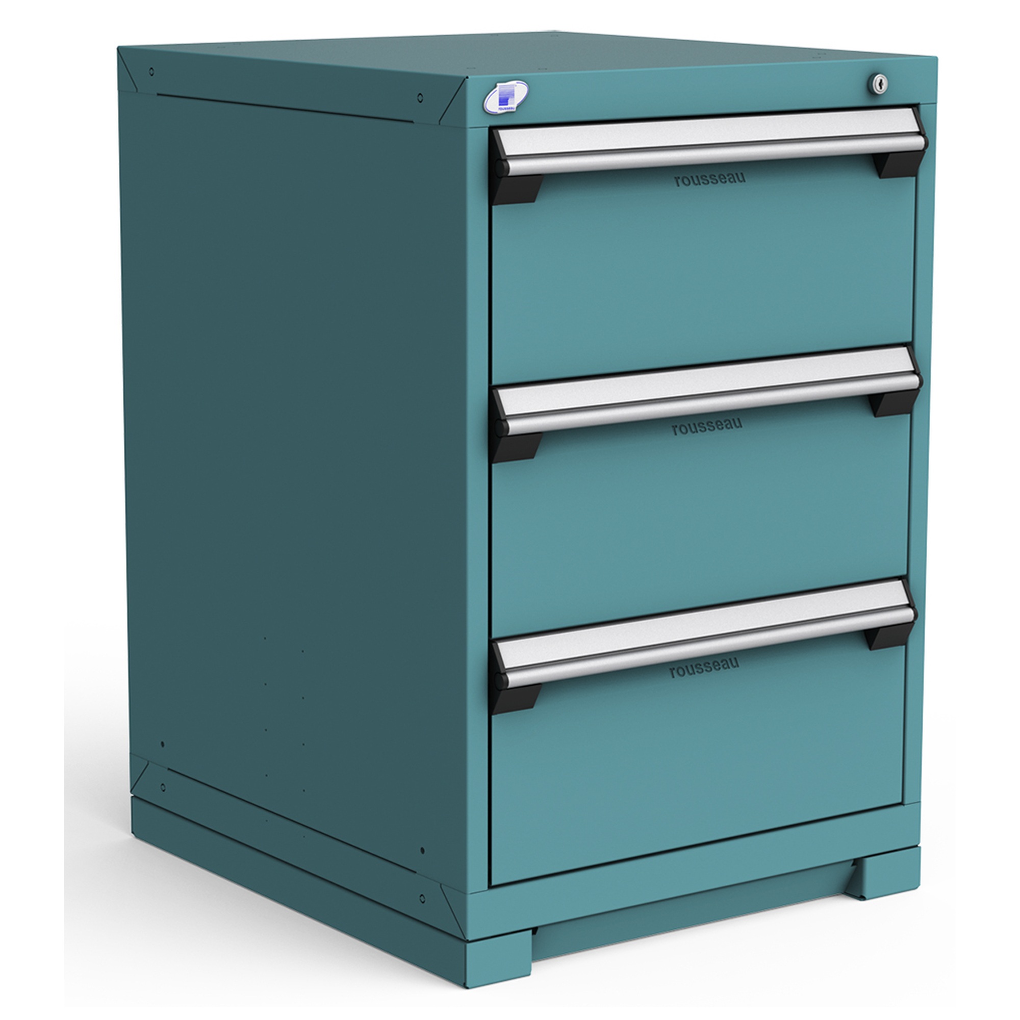 3-Drawer Heavy-Duty Modular Cabinet, 24"W x 27"D x 36"H - With Dividers - Drawer heights: 3 10"H - Everest Blue