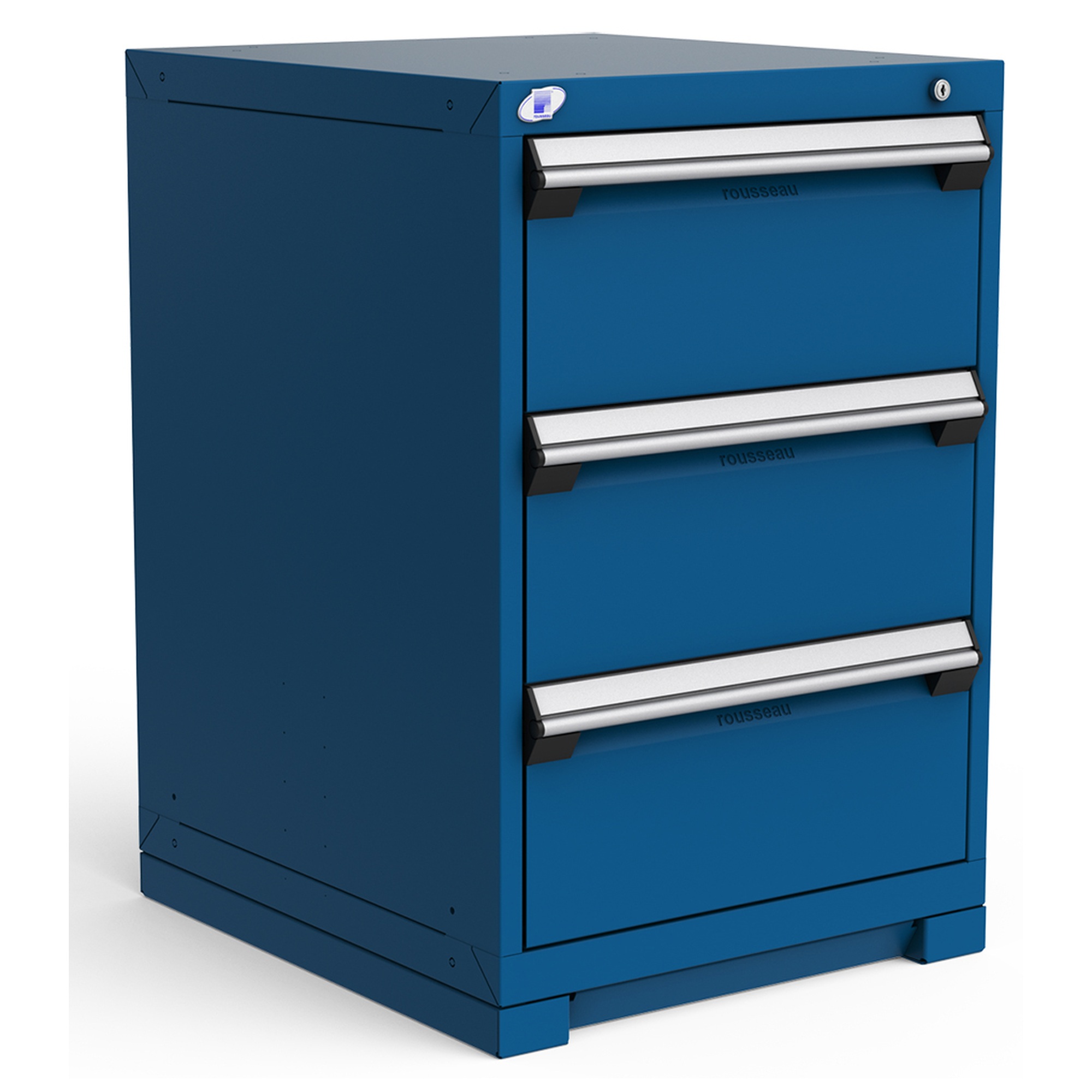 3-Drawer Heavy-Duty Modular Cabinet, 24"W x 27"D x 36"H - With Dividers - Drawer heights: 3 10"H - Avalanche Blue