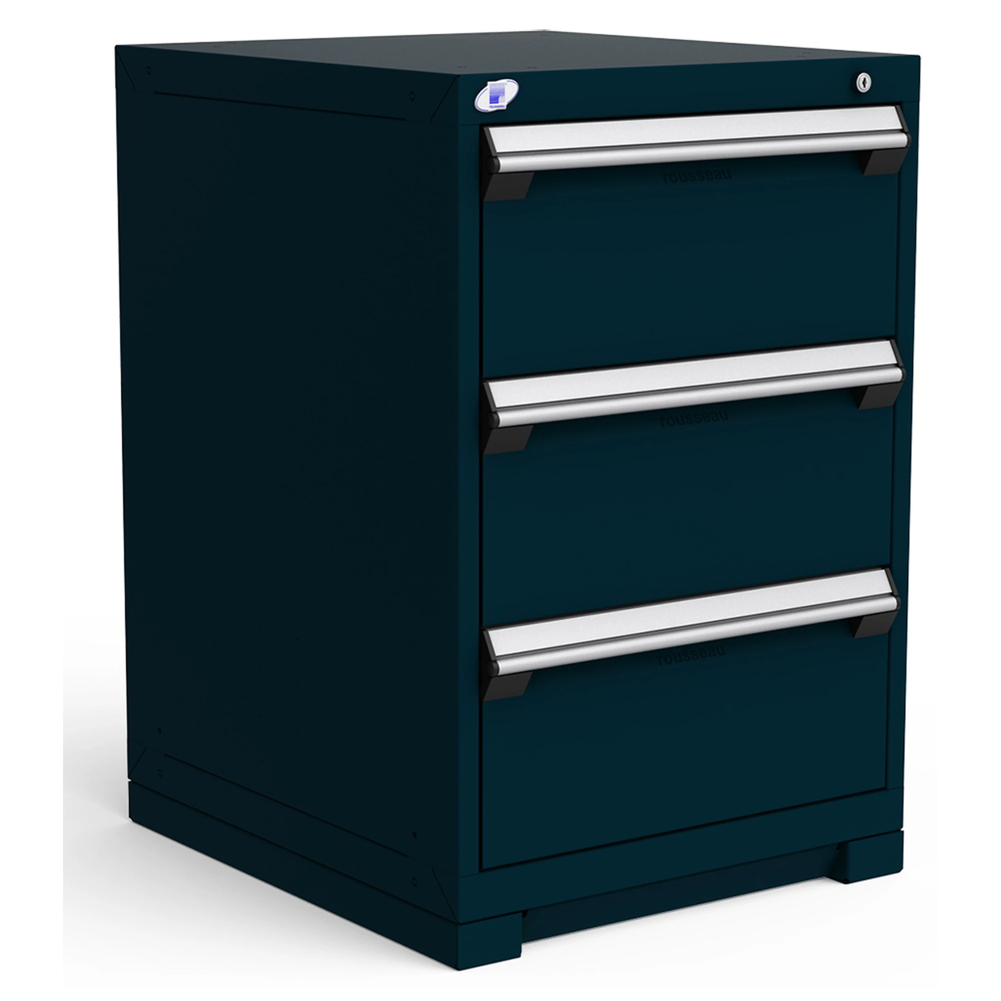 3-Drawer Heavy-Duty Modular Cabinet, 24"W x 27"D x 36"H - With Dividers - Drawer heights: 3 10"H - Midnight Blue