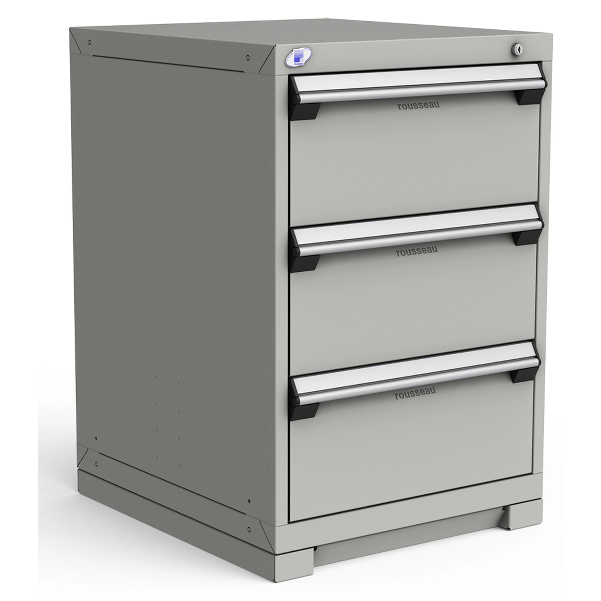 3-Drawer Heavy-Duty Modular Cabinet, 24"W x 27"D x 36"H - With Dividers - Drawer heights: 3 10"H - Modern Gray