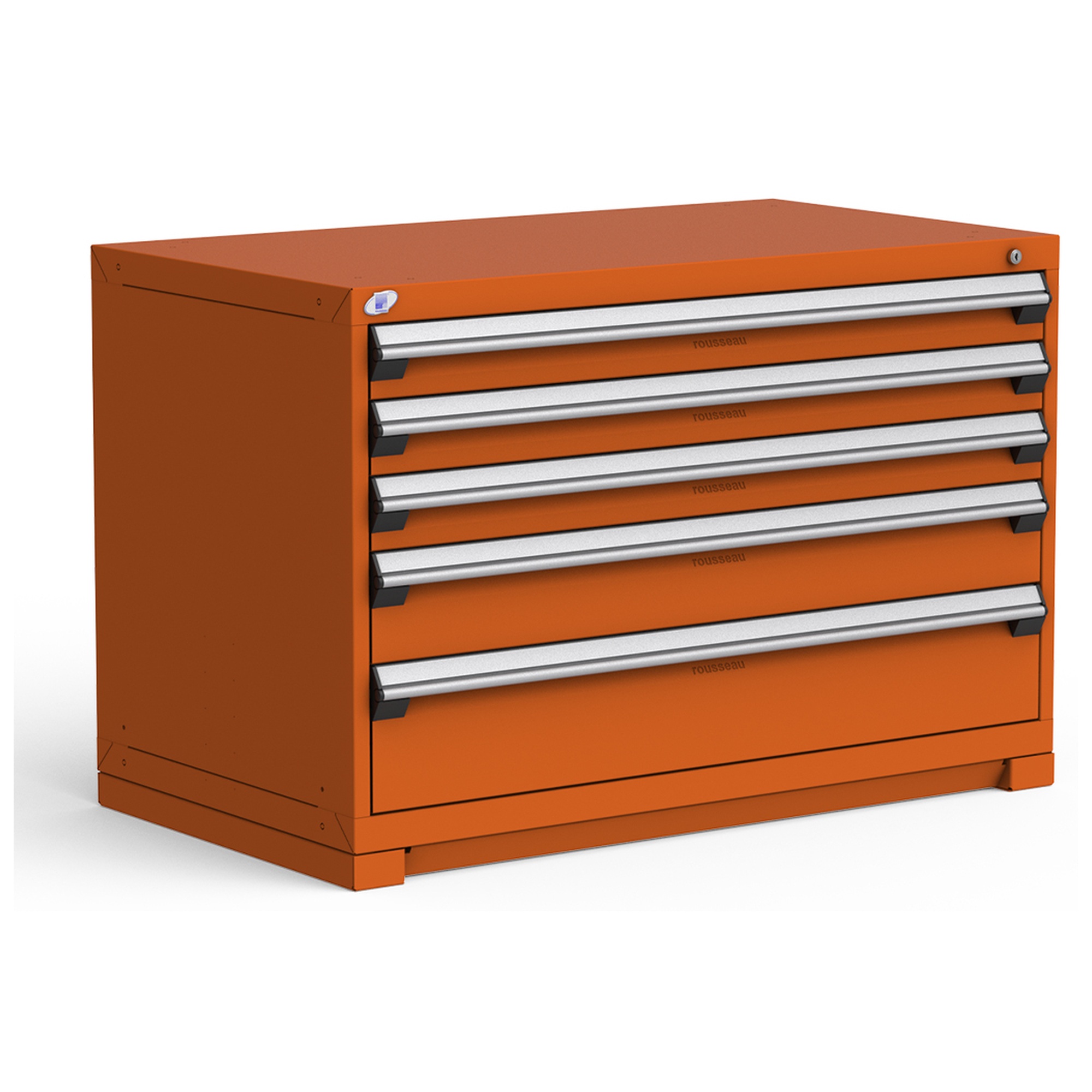 5-Drawer Heavy-Duty Modular Cabinet, 48"W x 27"D x 32"H - With Dividers - Sienna Orange