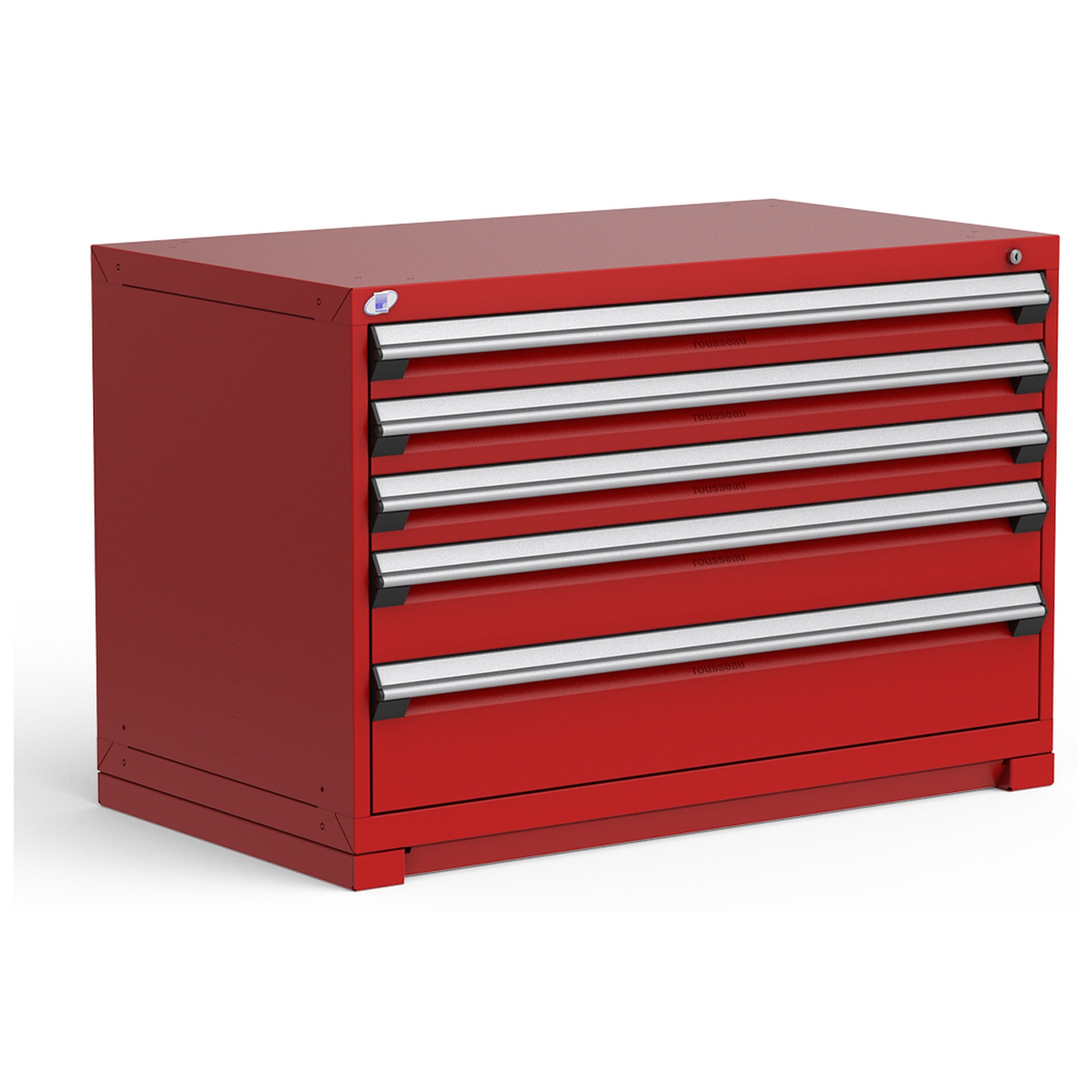 5-Drawer Heavy-Duty Modular Cabinet, 48"W x 27"D x 32"H - With Dividers - Glossy Carmine Red