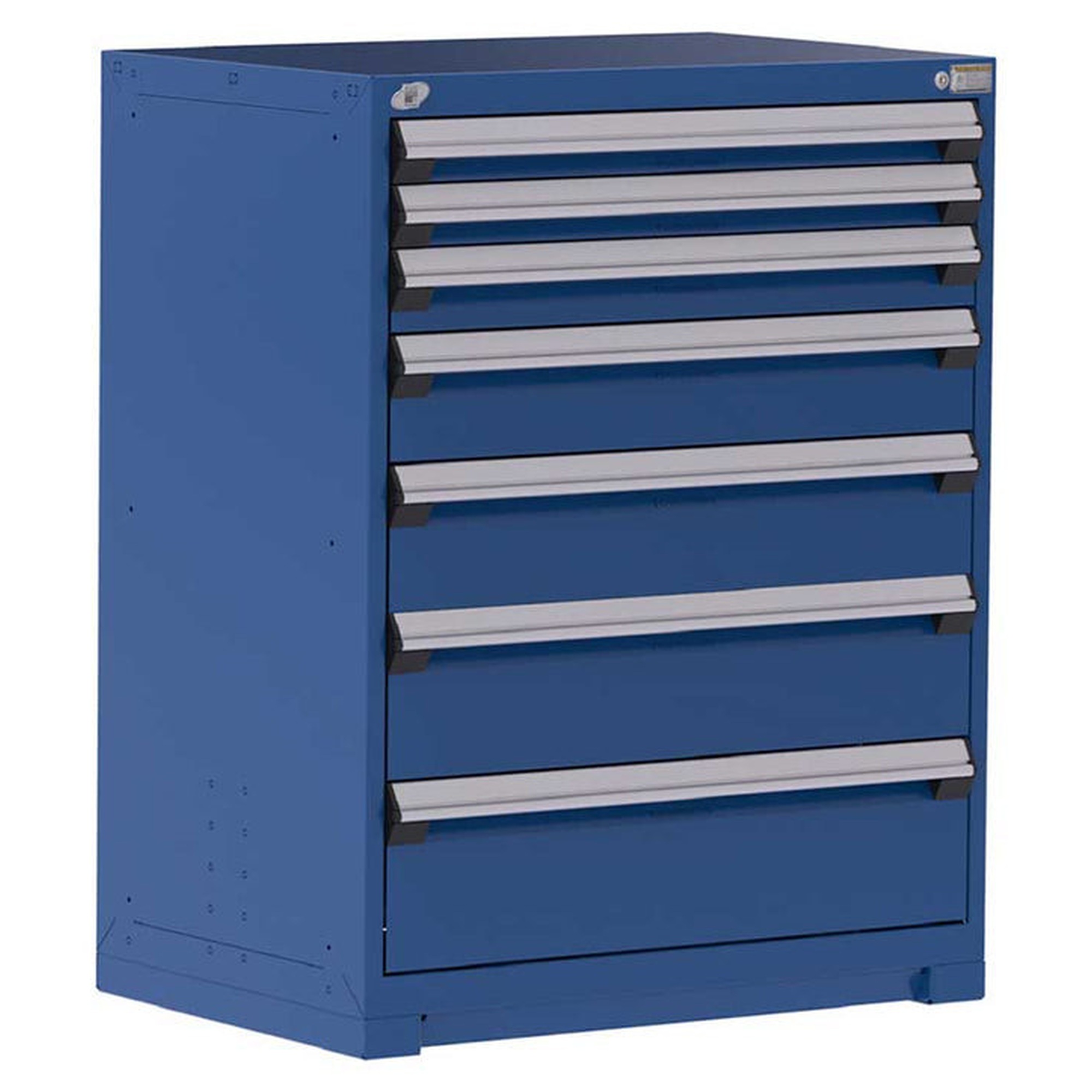 7-Drawer Heavy-Duty Modular Cabinet, 36"W x 18"D x 46"H - With Dividers - Drawer heights: 2 3"H, 1 4"H, 1 6"H, 1 7"H, 1 8"H, 1 9"H