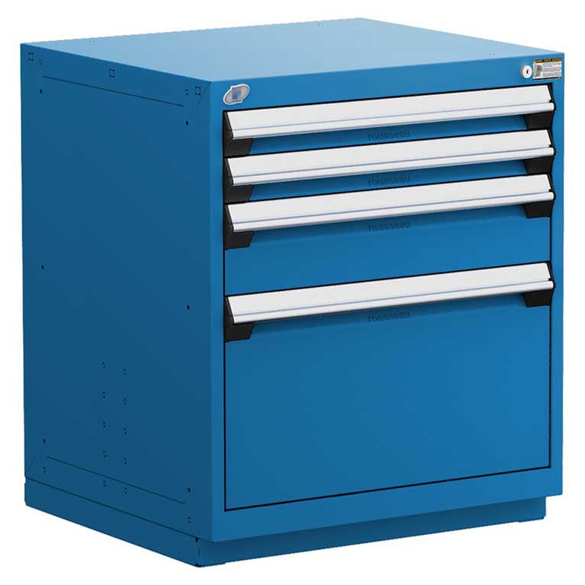 4-Drawer Heavy-Duty Modular Cabinet, 30"W x 27"D x 32"H - With Dividers - Drawer heights: 2 3"H, 1 6"H, 1 14"H
