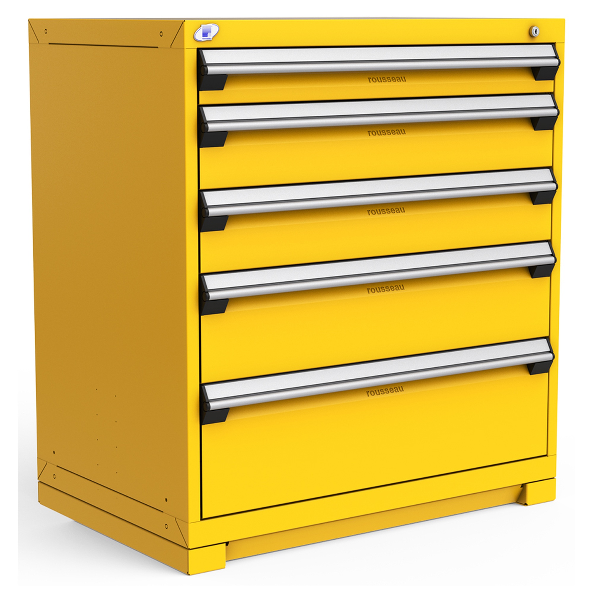 5-Drawer Heavy-Duty Modular Cabinet, 36"W x 24"D x 40"H - Without Dividers - Drawer heights: 1 4"H, 2 6"H, 1 8"H, 1 10"H - Glossy Yellow