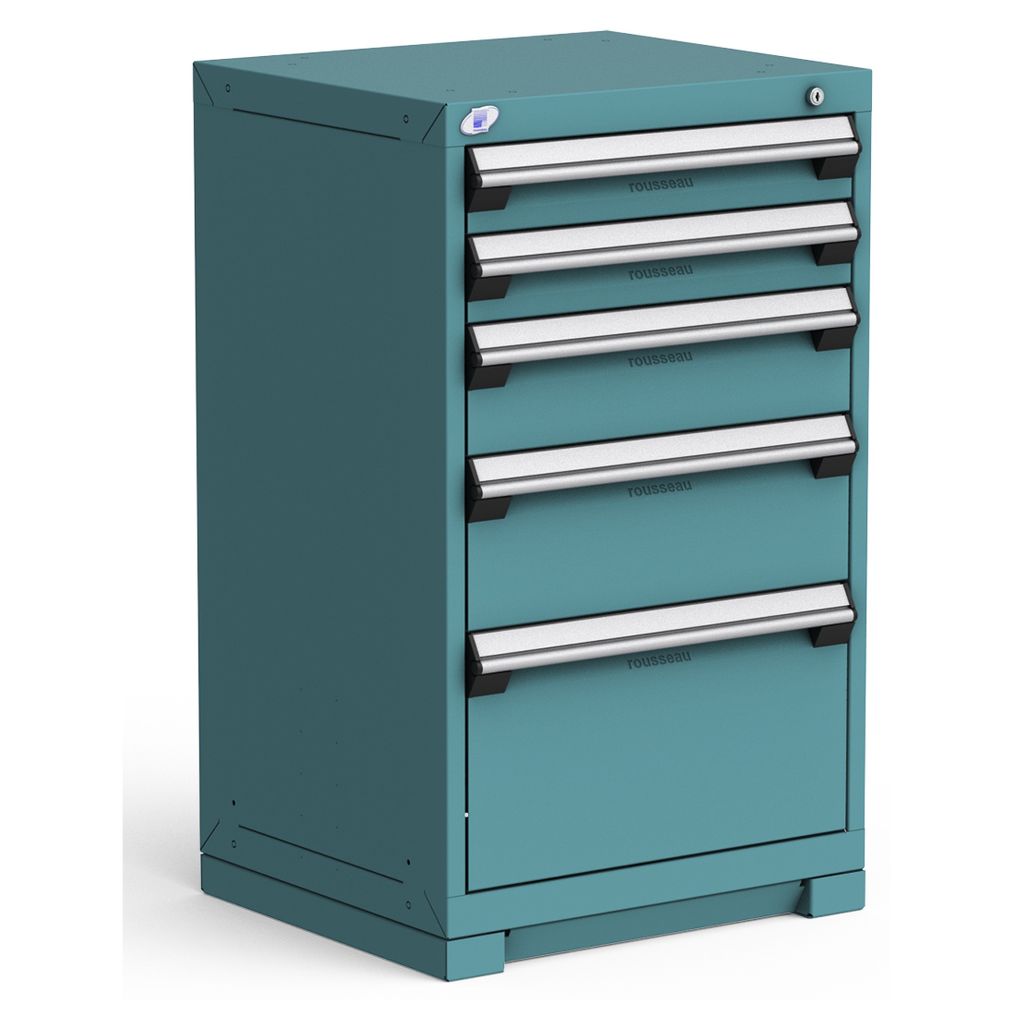5-Drawer Heavy-Duty Modular Cabinet, 24"W x 21"D x 40"H - With Dividers - Everest Blue