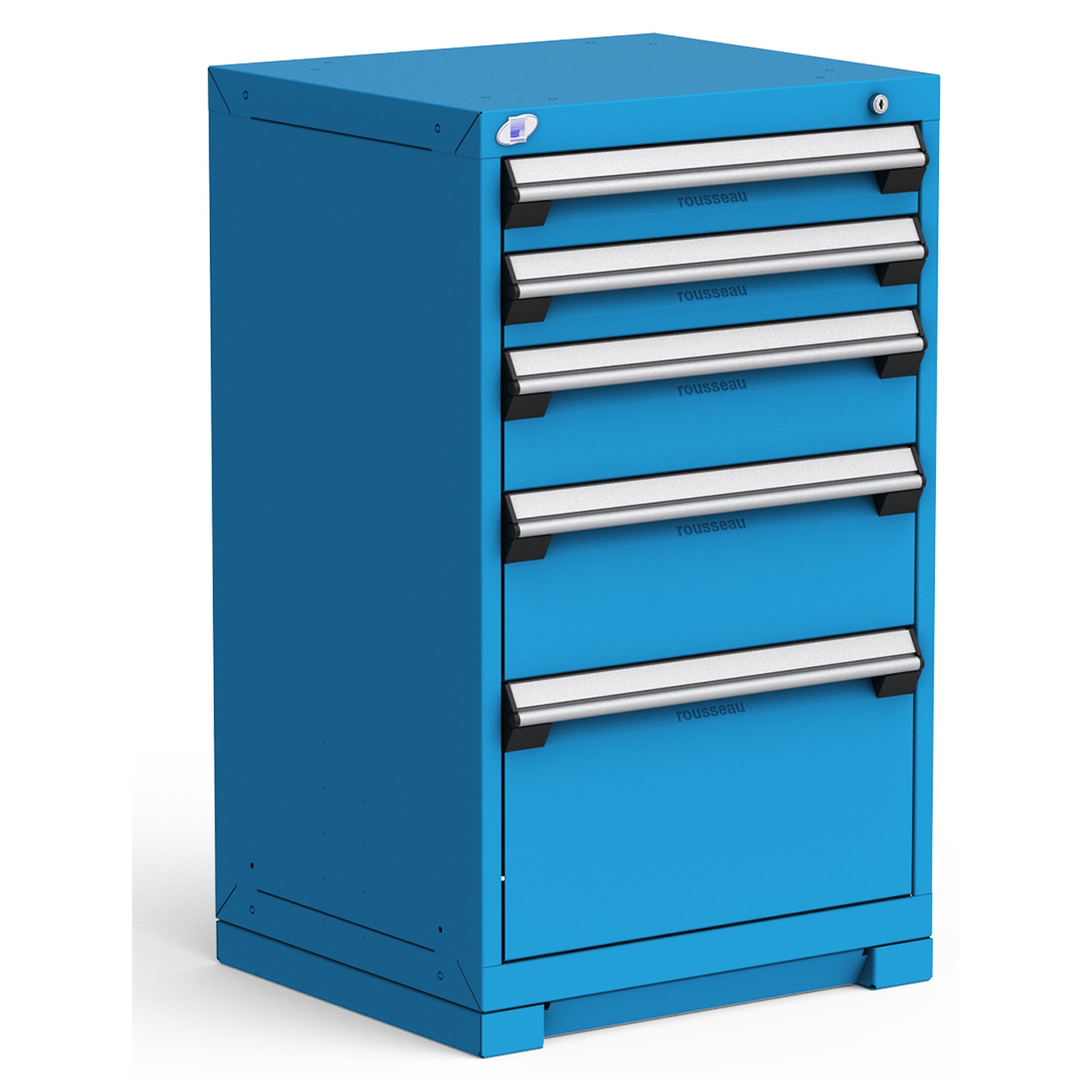 5-Drawer Heavy-Duty Modular Cabinet, 24"W x 21"D x 40"H - With Dividers - Classic Blue