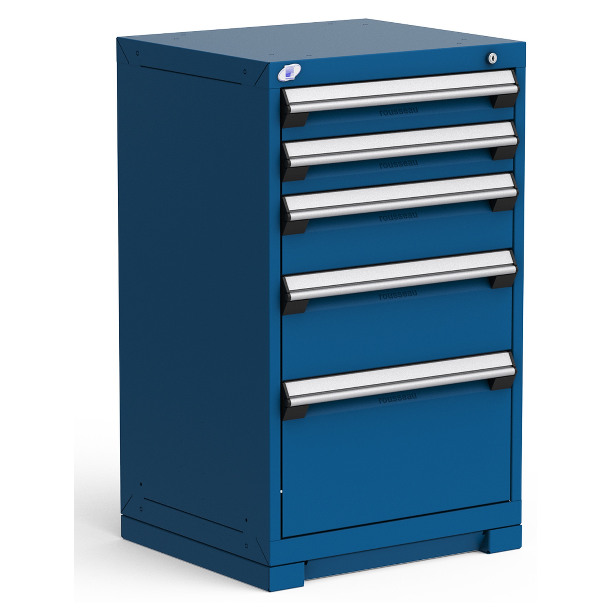 5-Drawer Heavy-Duty Modular Cabinet, 24"W x 21"D x 40"H - With Dividers - Avalanche Blue