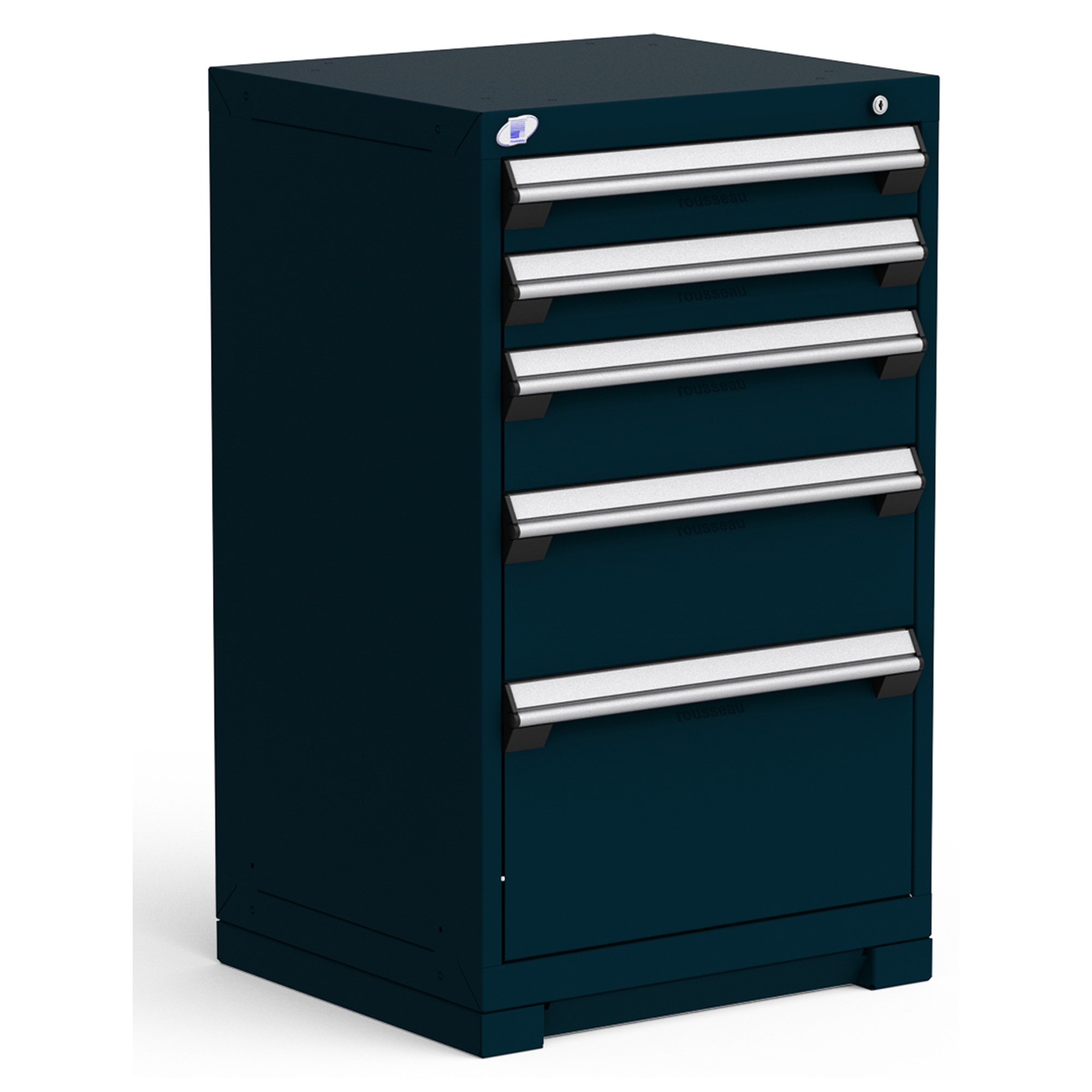 5-Drawer Heavy-Duty Modular Cabinet, 24"W x 21"D x 40"H - With Dividers - Midnight Blue