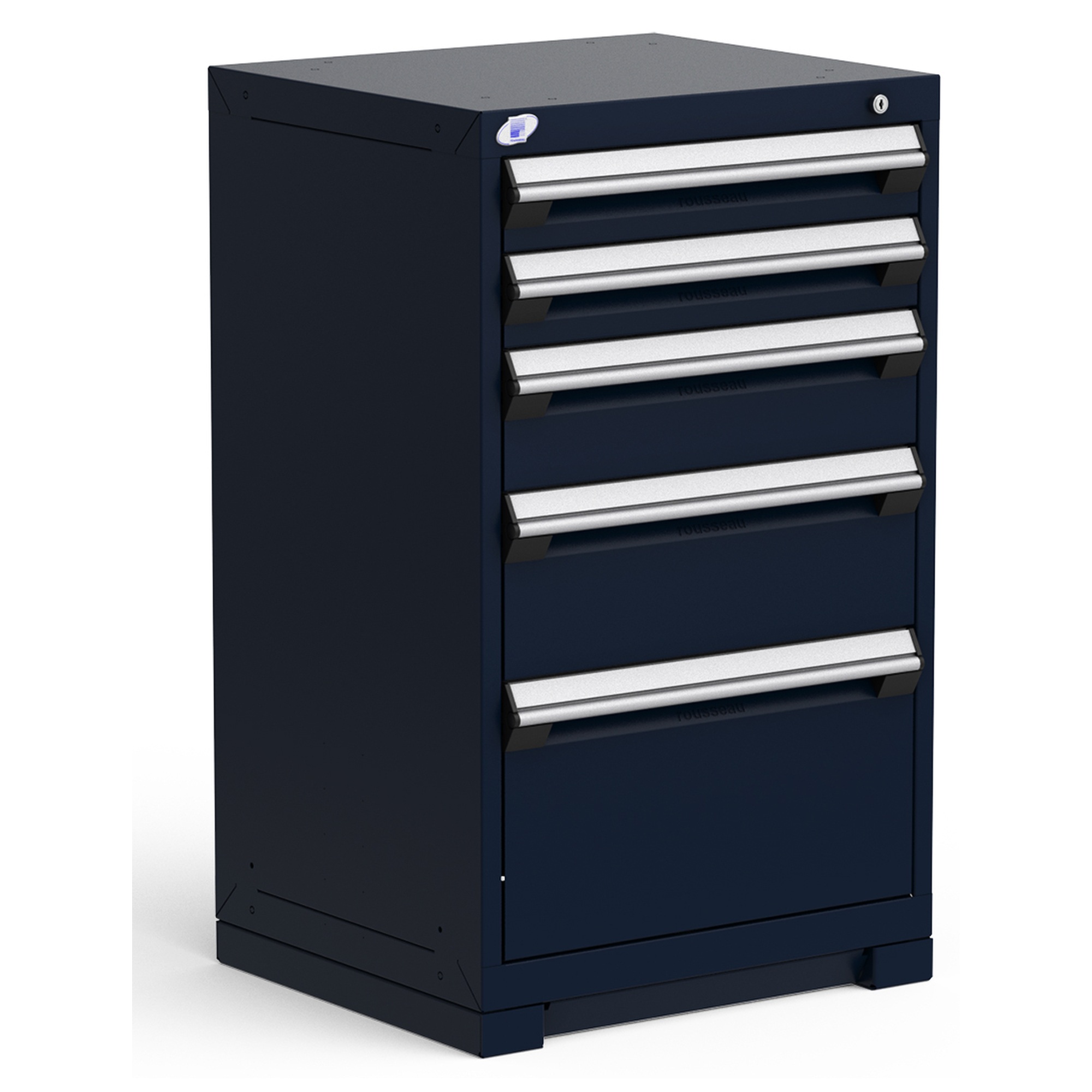 5-Drawer Heavy-Duty Modular Cabinet, 24"W x 21"D x 40"H - With Dividers - Glossy Sapphire Blue
