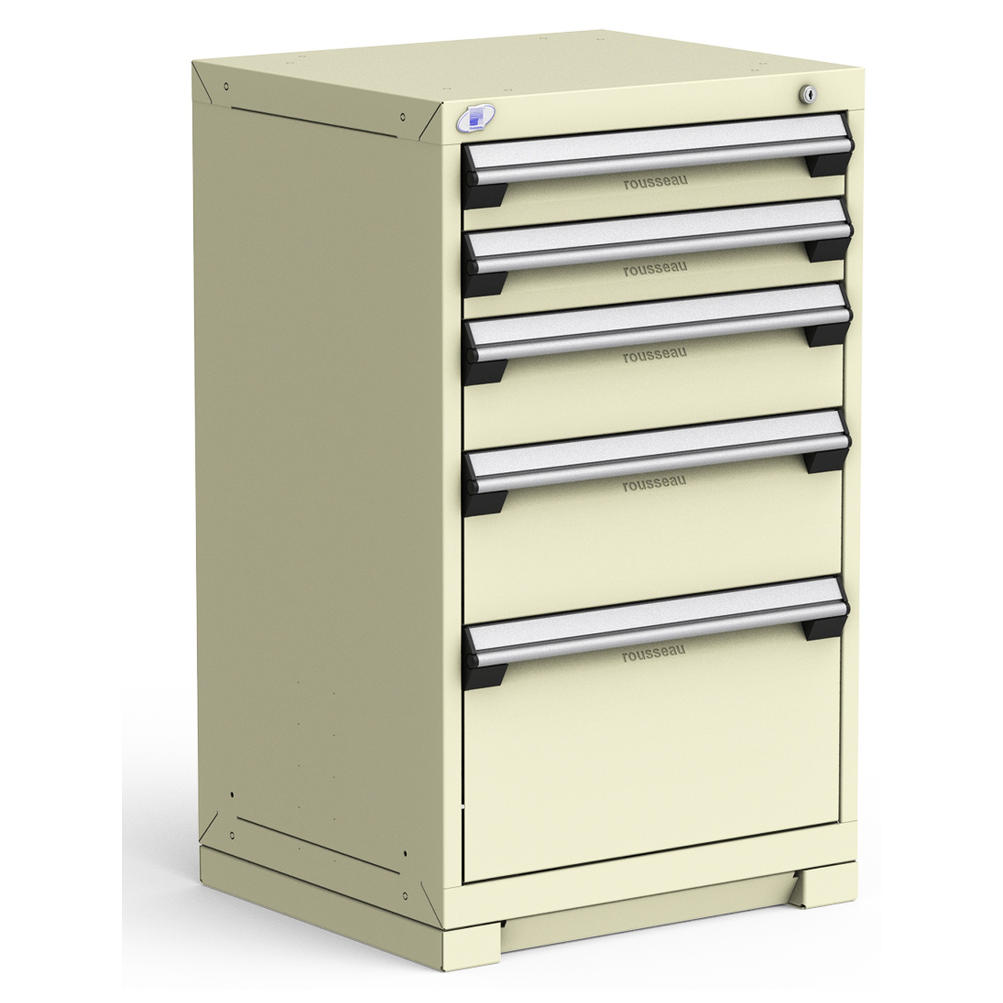 5-Drawer Heavy-Duty Modular Cabinet, 24"W x 21"D x 40"H - With Dividers - Beige