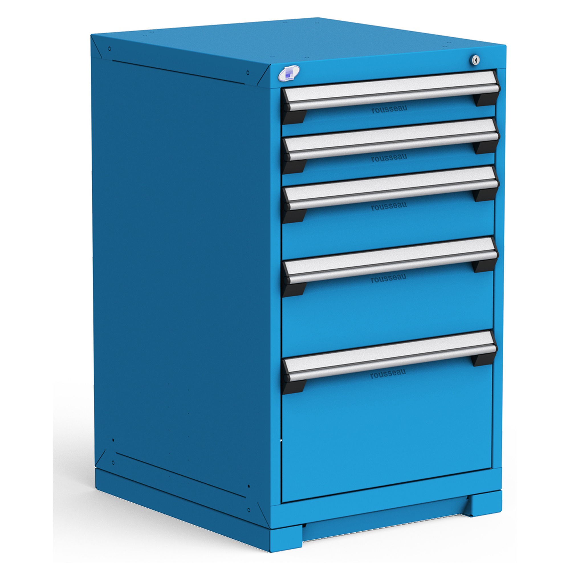 5-Drawer Heavy-Duty Modular Cabinet, 24"W x 27"D x 40"H - With Dividers - Classic Blue