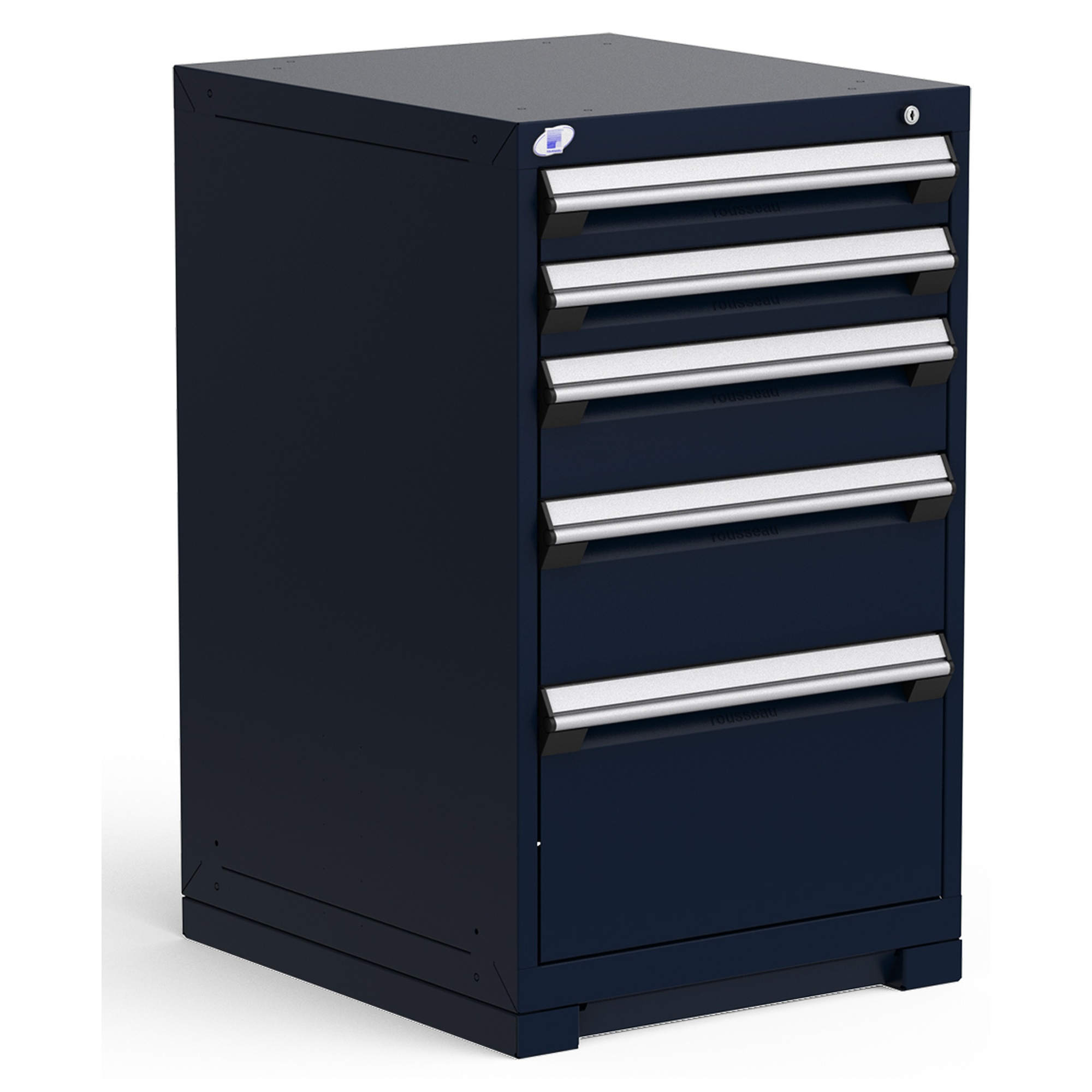 5-Drawer Heavy-Duty Modular Cabinet, 24"W x 27"D x 40"H - With Dividers - Glossy Sapphire Blue