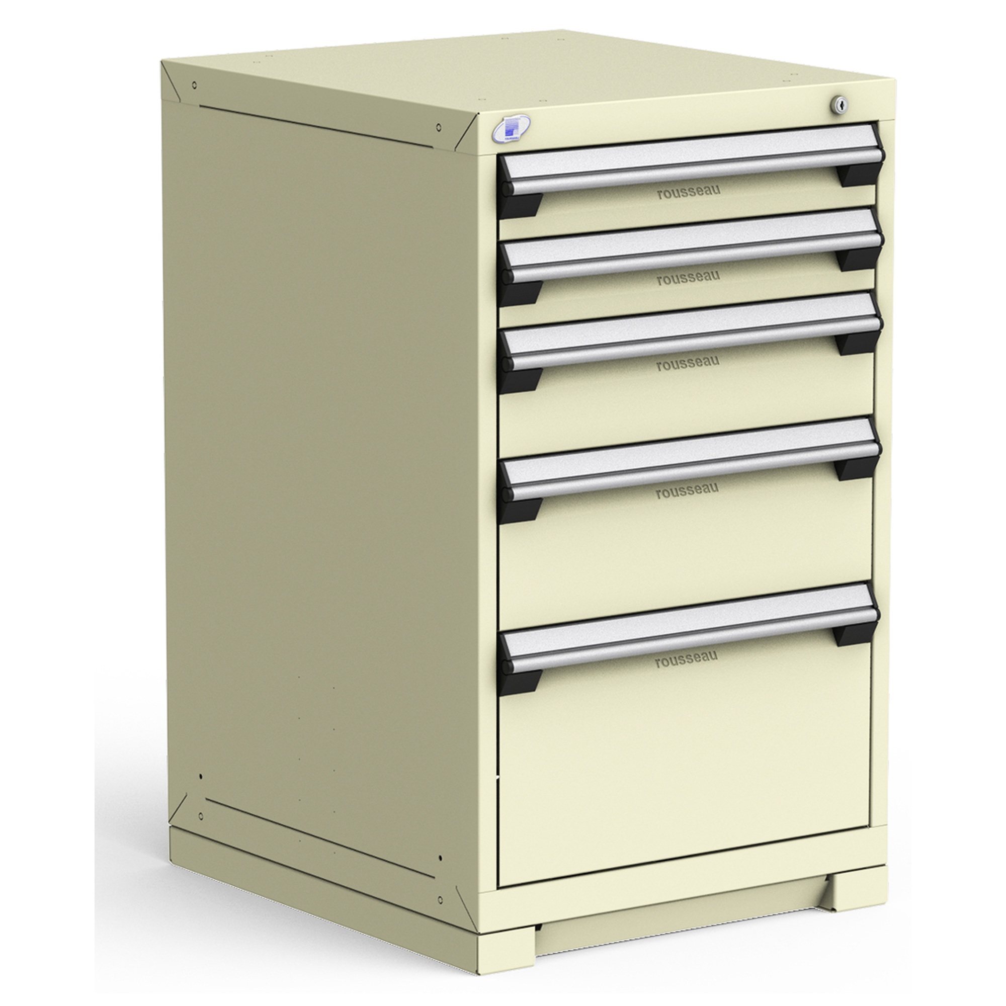 5-Drawer Heavy-Duty Modular Cabinet, 24"W x 27"D x 40"H - With Dividers - Beige