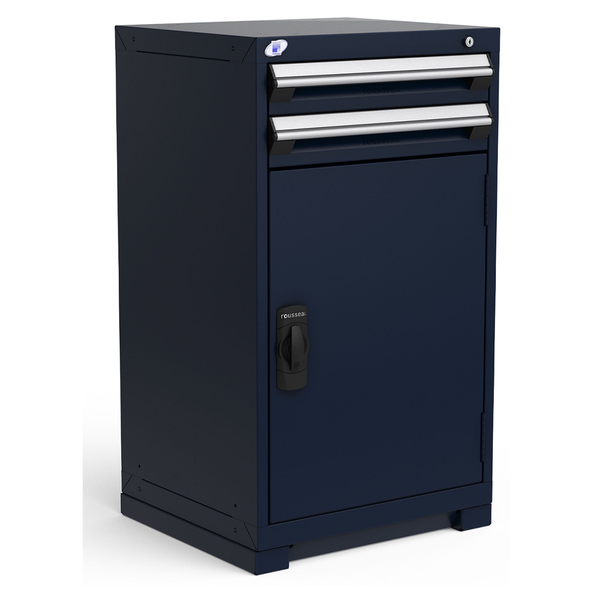 2-Drawer Heavy-Duty Modular Cabinet, 24"W x 21"D x 40"H - With Dividers - Glossy Sapphire Blue