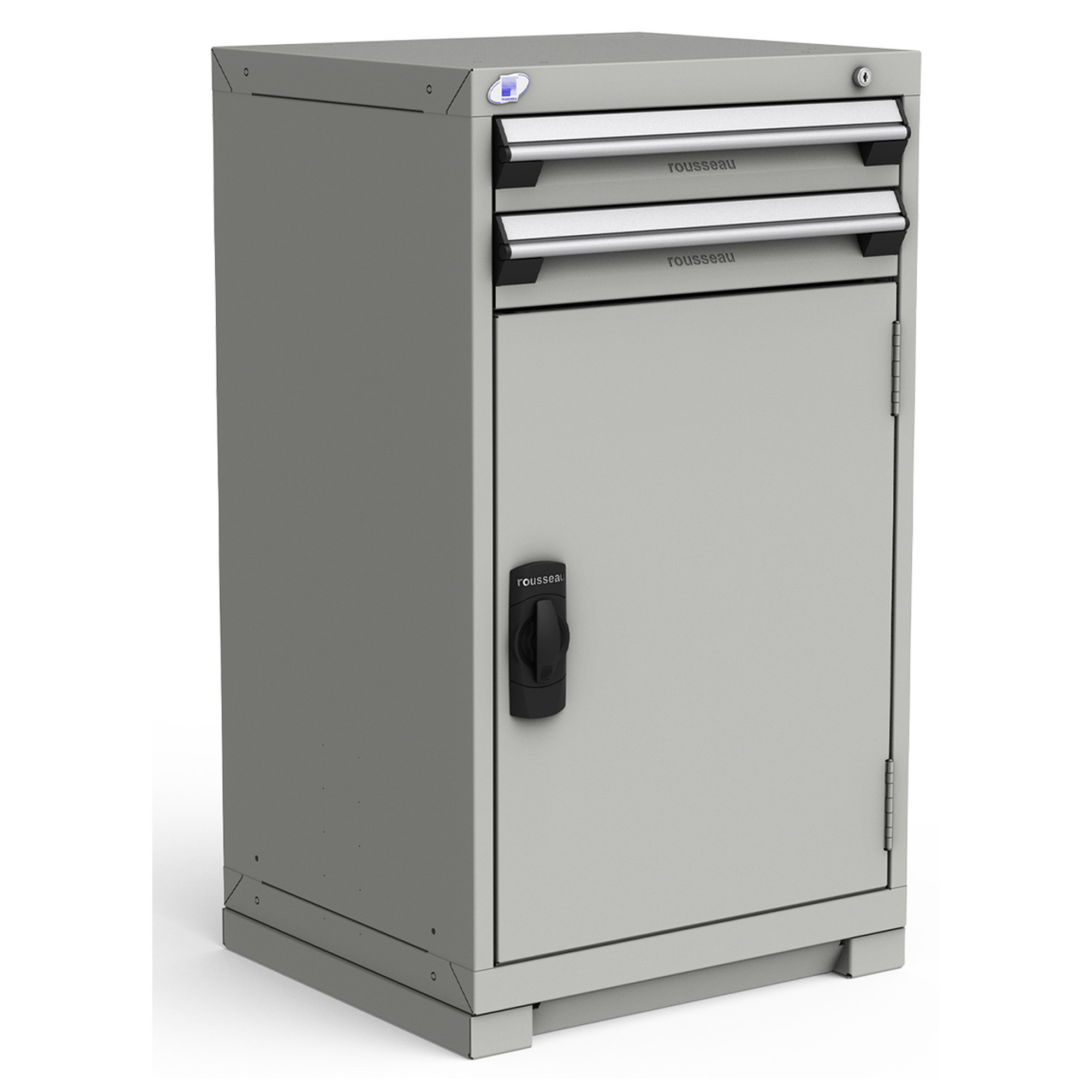 2-Drawer Heavy-Duty Modular Cabinet, 24"W x 21"D x 40"H - With Dividers - Modern Gray