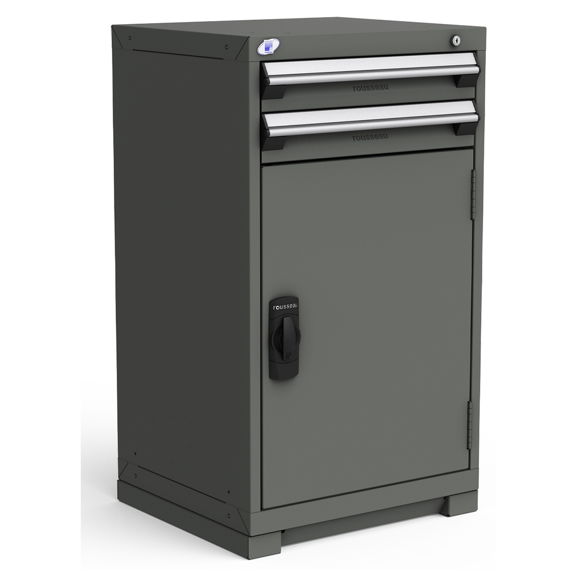 2-Drawer Heavy-Duty Modular Cabinet, 24"W x 21"D x 40"H - With Dividers - Charcoal Gray