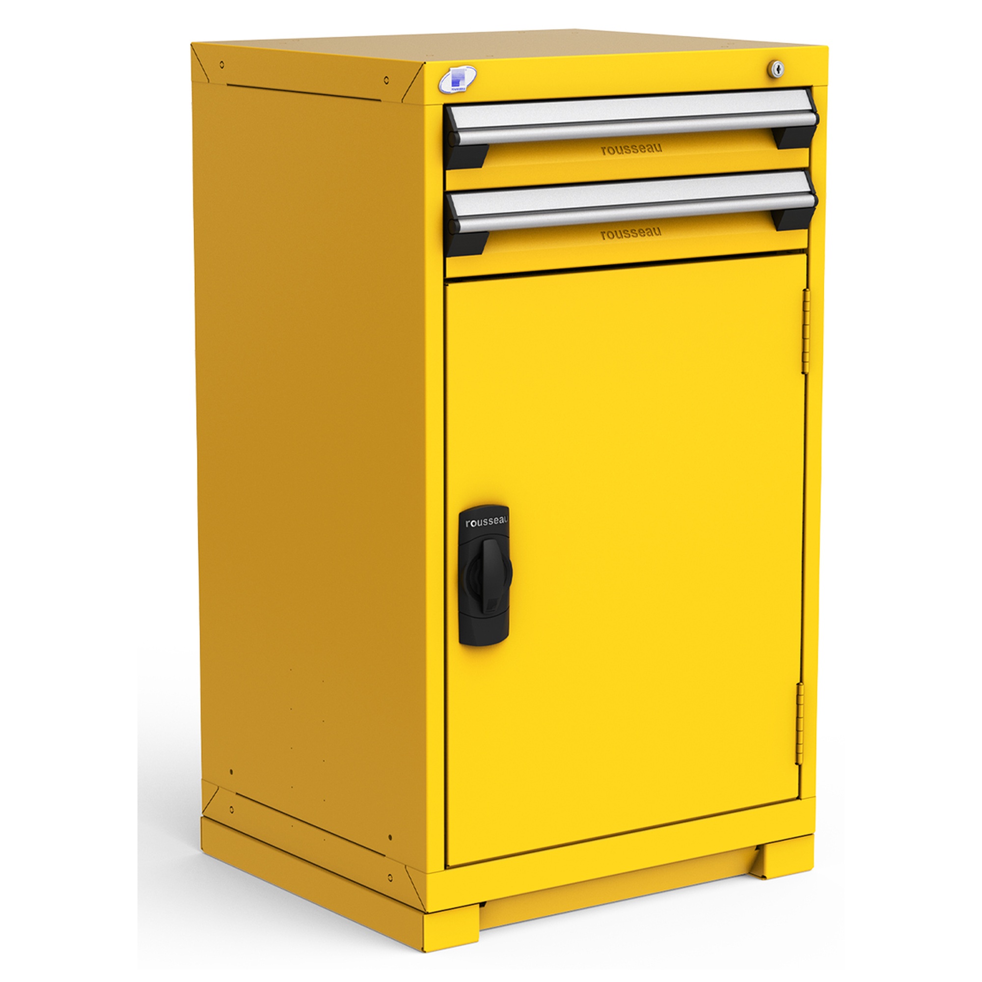 2-Drawer Heavy-Duty Modular Cabinet, 24"W x 21"D x 40"H - With Dividers - Glossy Yellow